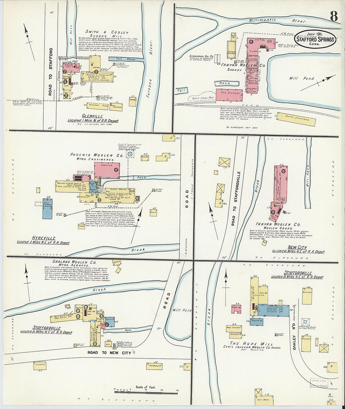 This old map of Stafford Springs, Tolland County, Connecticut was created by Sanborn Map Company in 1911