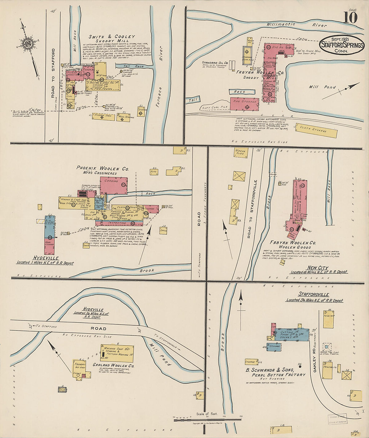 Stafford Springs, Tolland County, Connecticut 1921 (Sheet 10) by Relic Map Company