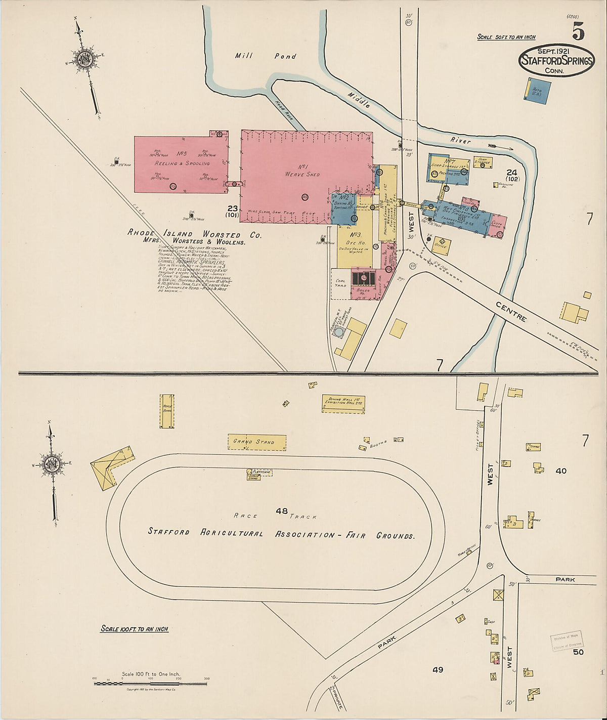 Stafford Springs, Tolland County, Connecticut 1921 (Sheet 5) by Relic Map Company