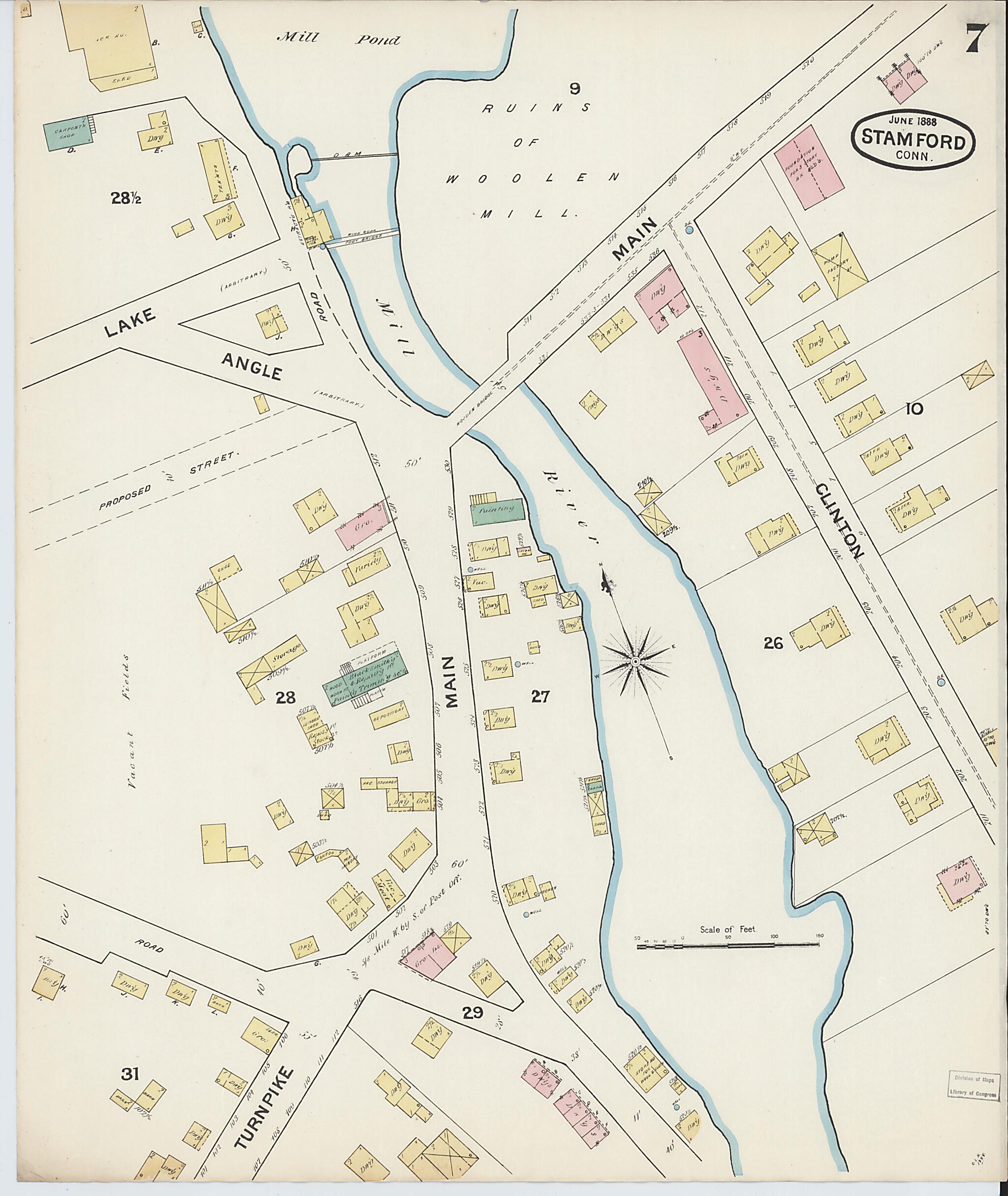 This old map of Stamford, Fairfield County, Connecticut was created by Sanborn Map Company in 1888