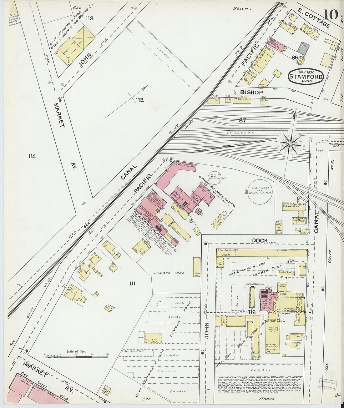 This old map of Stamford, Fairfield County, Connecticut was created by Sanborn Map Company in 1892