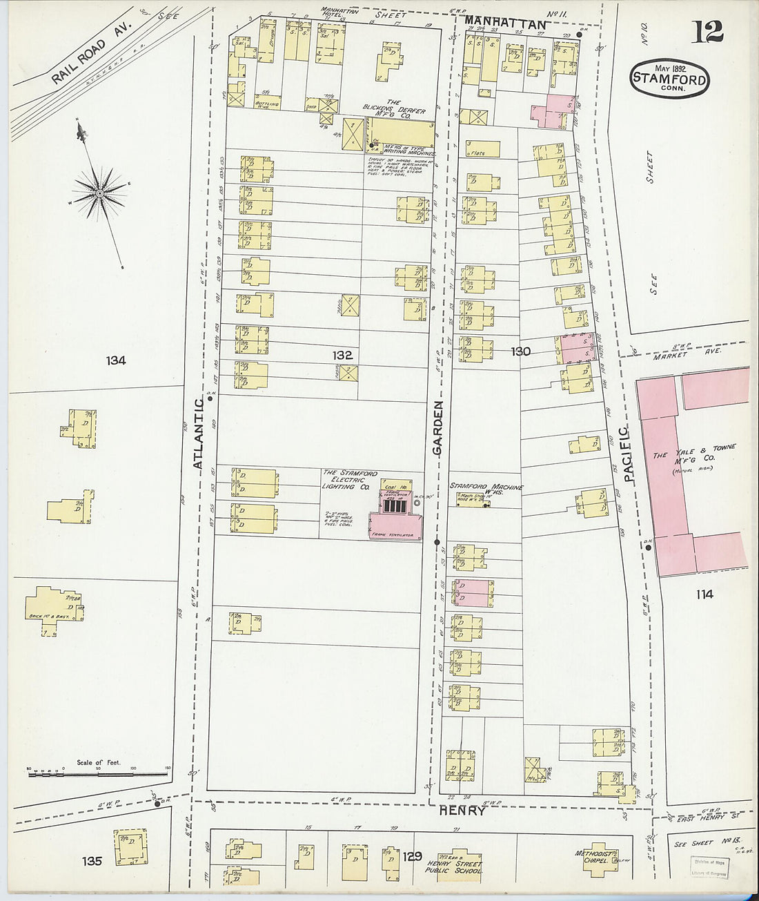 This old map of Stamford, Fairfield County, Connecticut was created by Sanborn Map Company in 1892