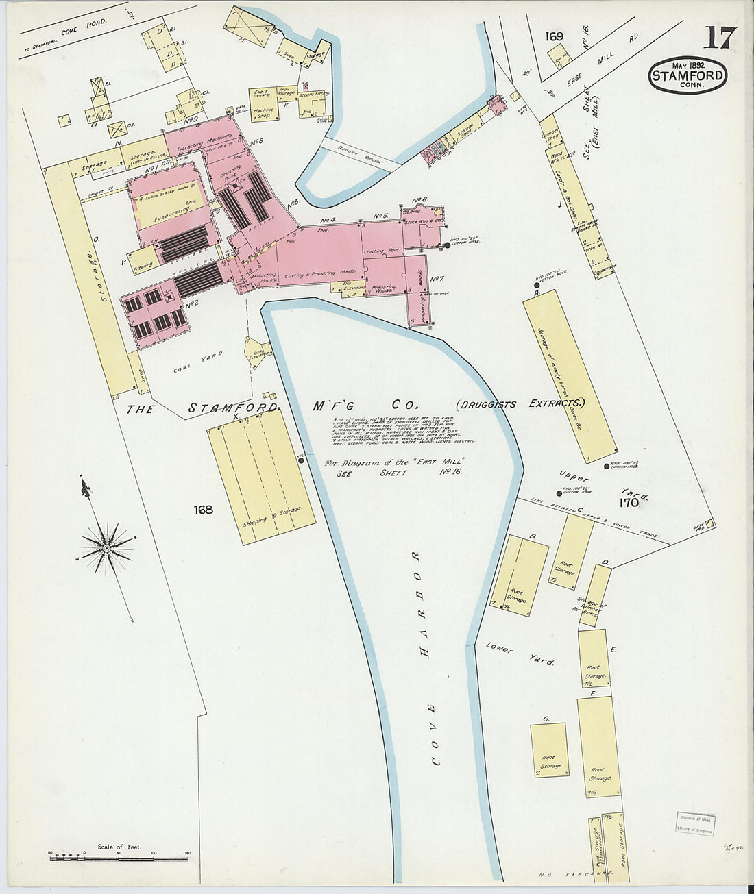 This old map of Stamford, Fairfield County, Connecticut was created by Sanborn Map Company in 1892
