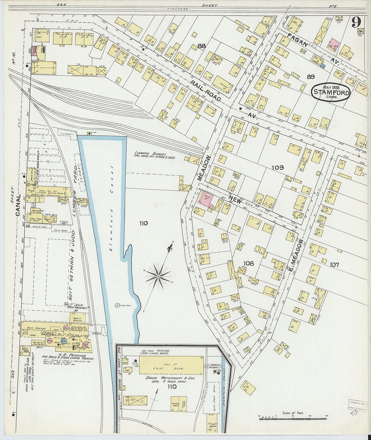 Stamford, Fairfield County, Connecticut 1892 (Sheet 9 of 17) by Relic Map Company
