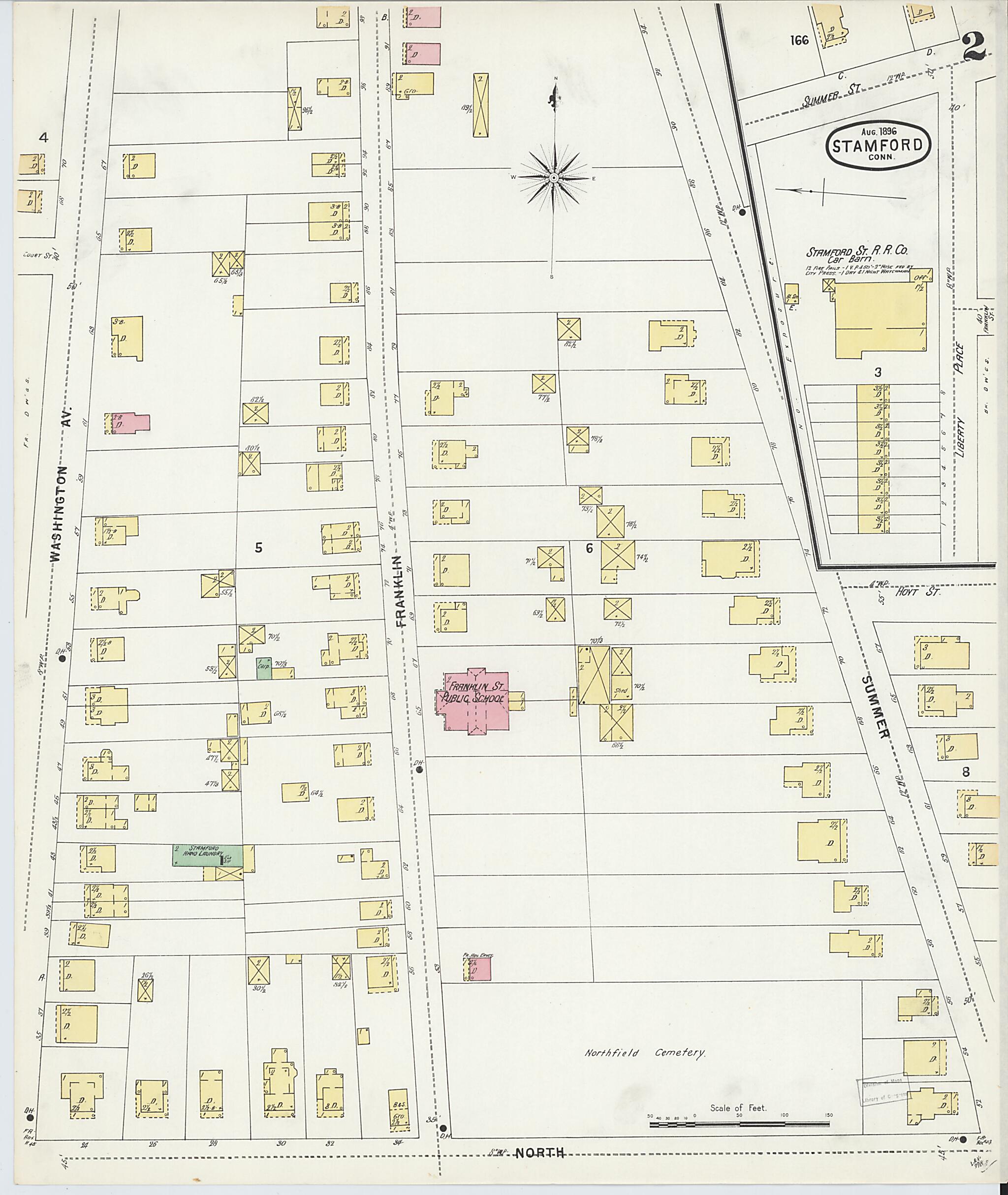 This old map of Stamford, Fairfield County, Connecticut was created by Sanborn Map Company in 1896