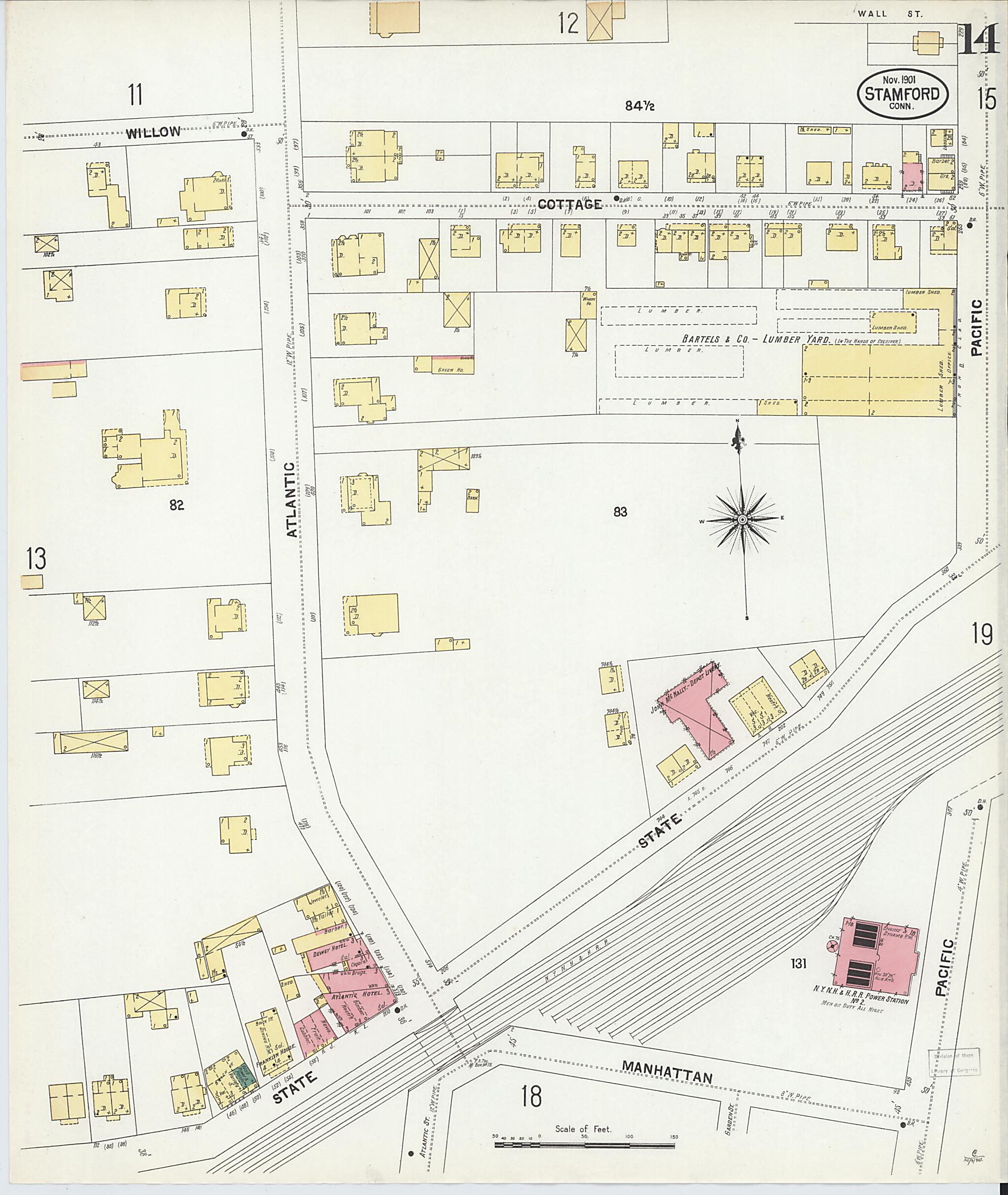 This old map of Stamford, Fairfield County, Connecticut was created by Sanborn Map Company in 1901