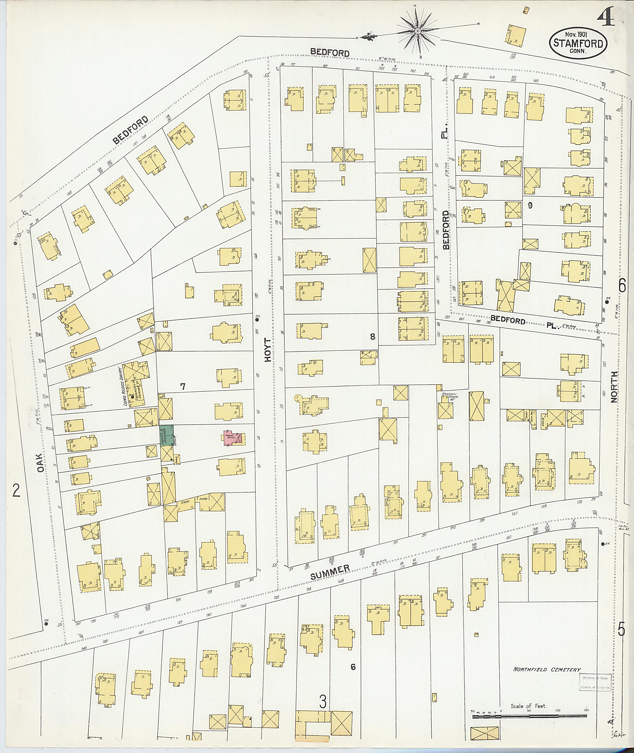 This old map of Stamford, Fairfield County, Connecticut was created by Sanborn Map Company in 1901