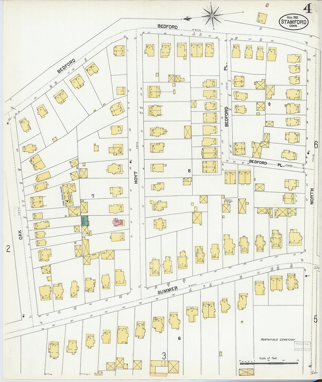 This old map of Stamford, Fairfield County, Connecticut was created by Sanborn Map Company in 1901