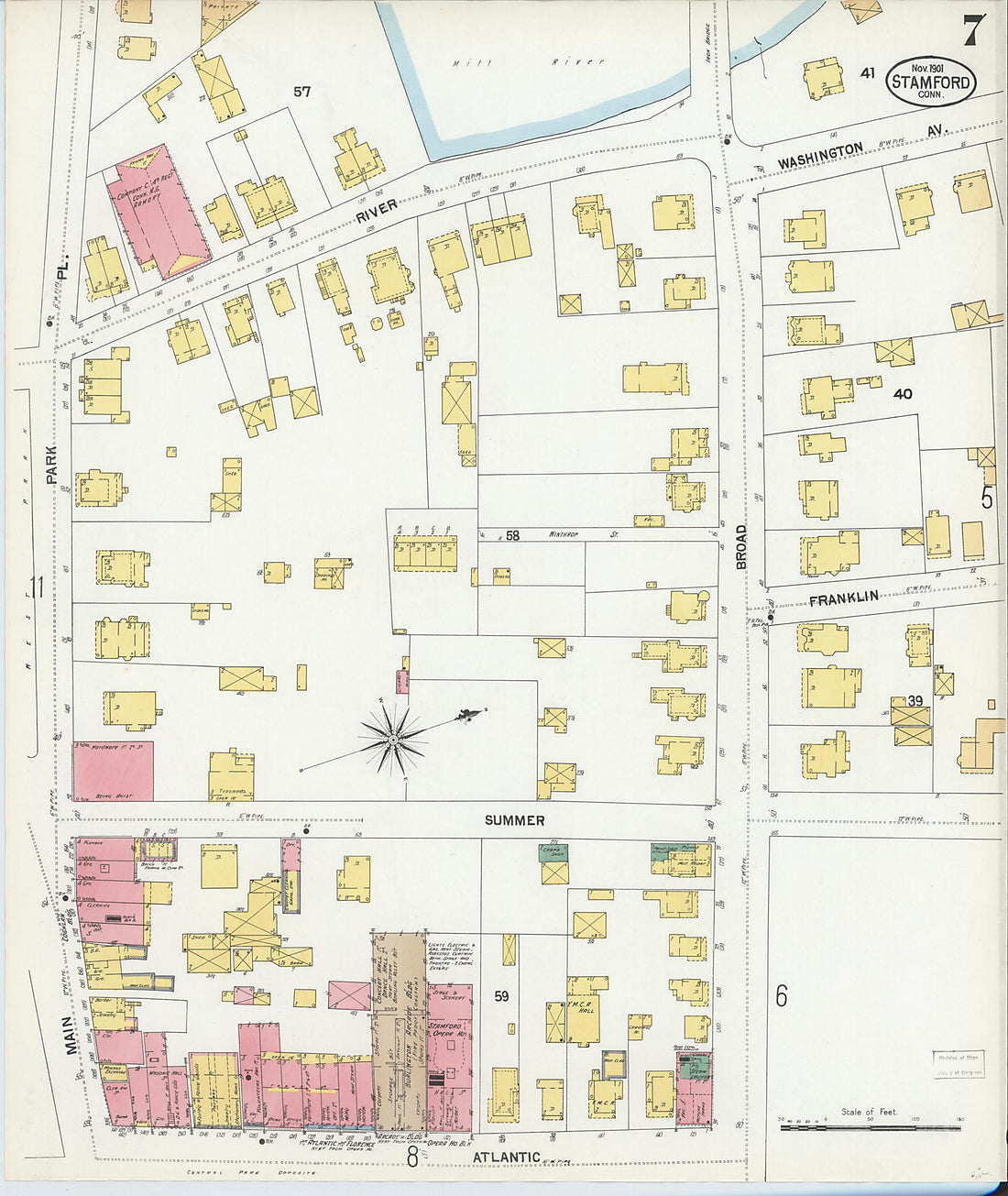 This old map of Stamford, Fairfield County, Connecticut was created by Sanborn Map Company in 1901