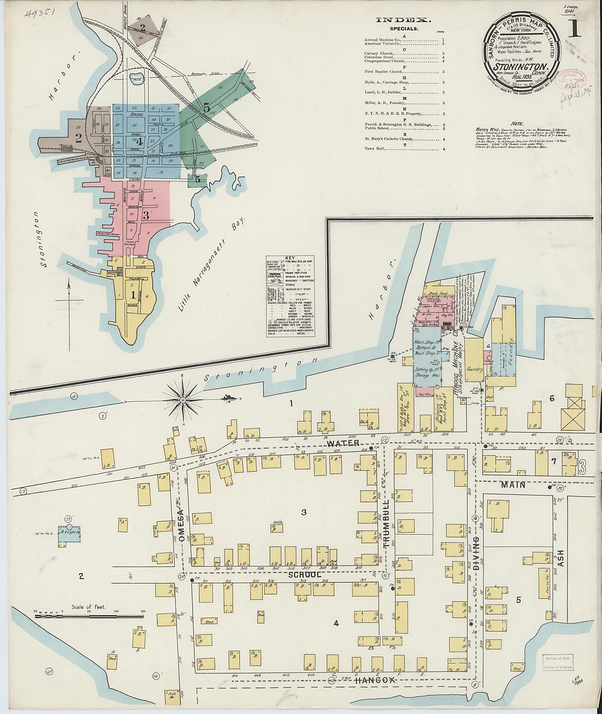 This old map of Stonington, New London County, Connecticut was created by Sanborn Map Company in 1895