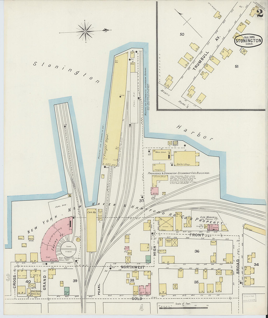 This old map of Stonington, New London County, Connecticut was created by Sanborn Map Company in 1895