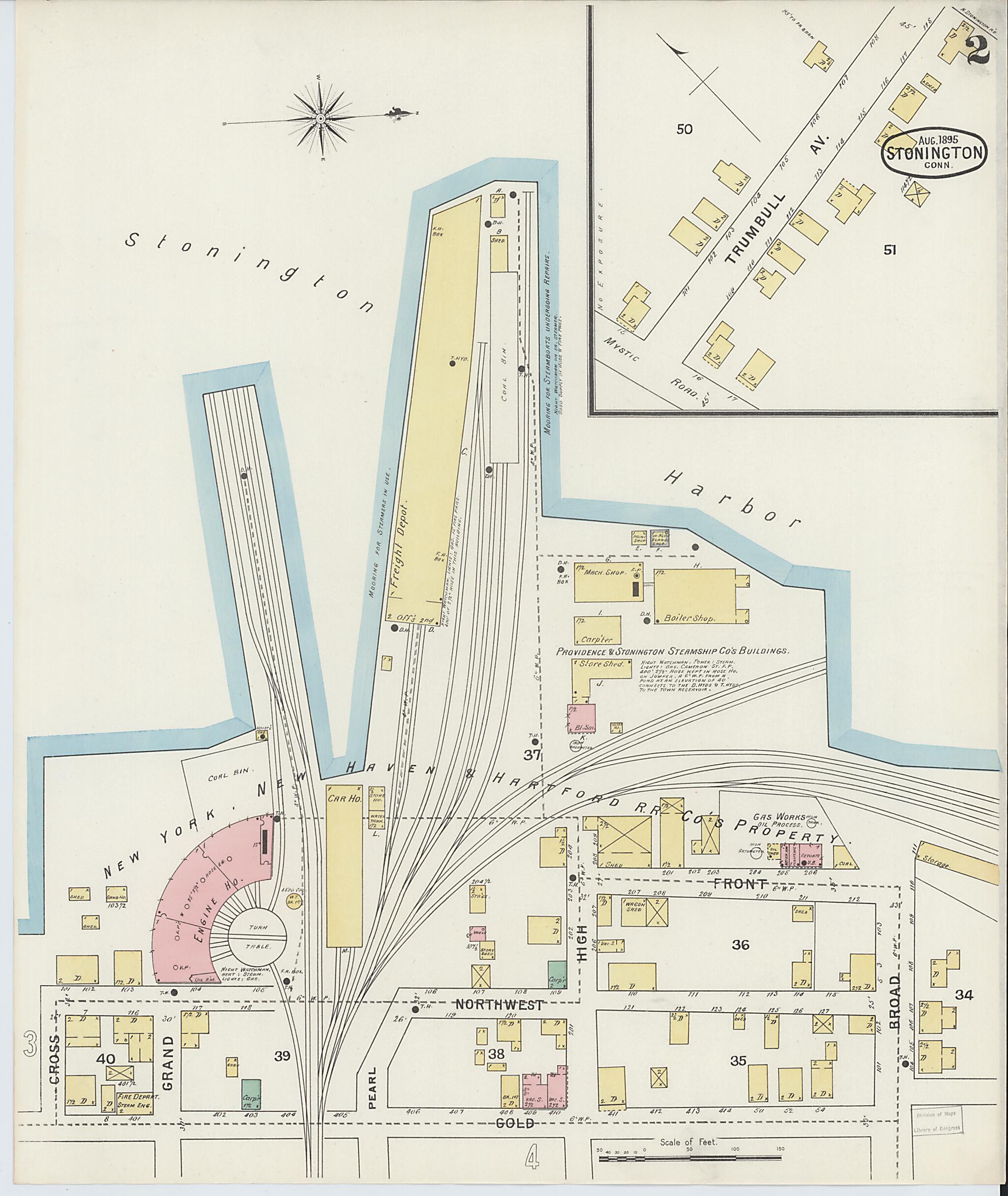 This old map of Stonington, New London County, Connecticut was created by Sanborn Map Company in 1895