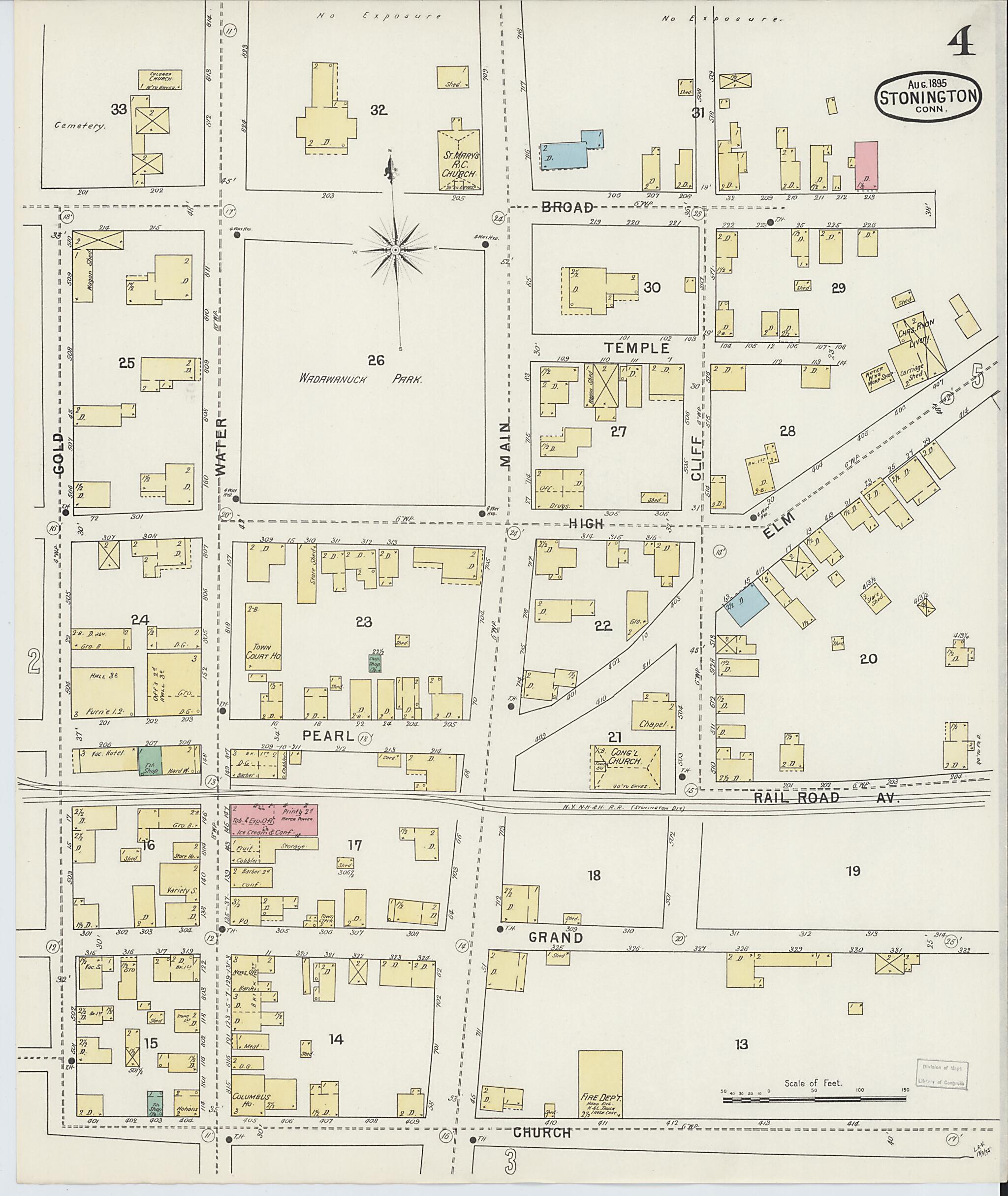 This old map of Stonington, New London County, Connecticut was created by Sanborn Map Company in 1895