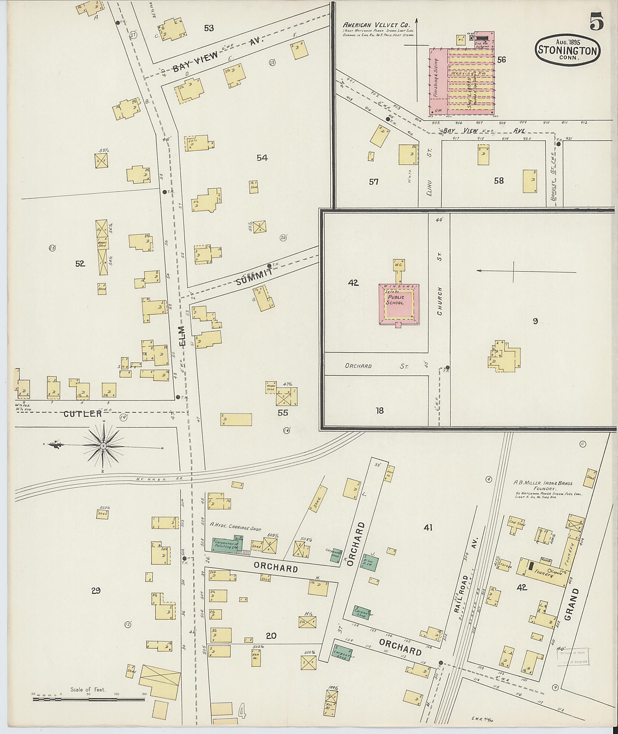 This old map of Stonington, New London County, Connecticut was created by Sanborn Map Company in 1895