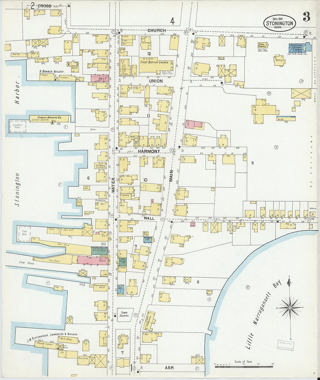 This old map of Stonington, New London County, Connecticut was created by Sanborn Map Company in 1901