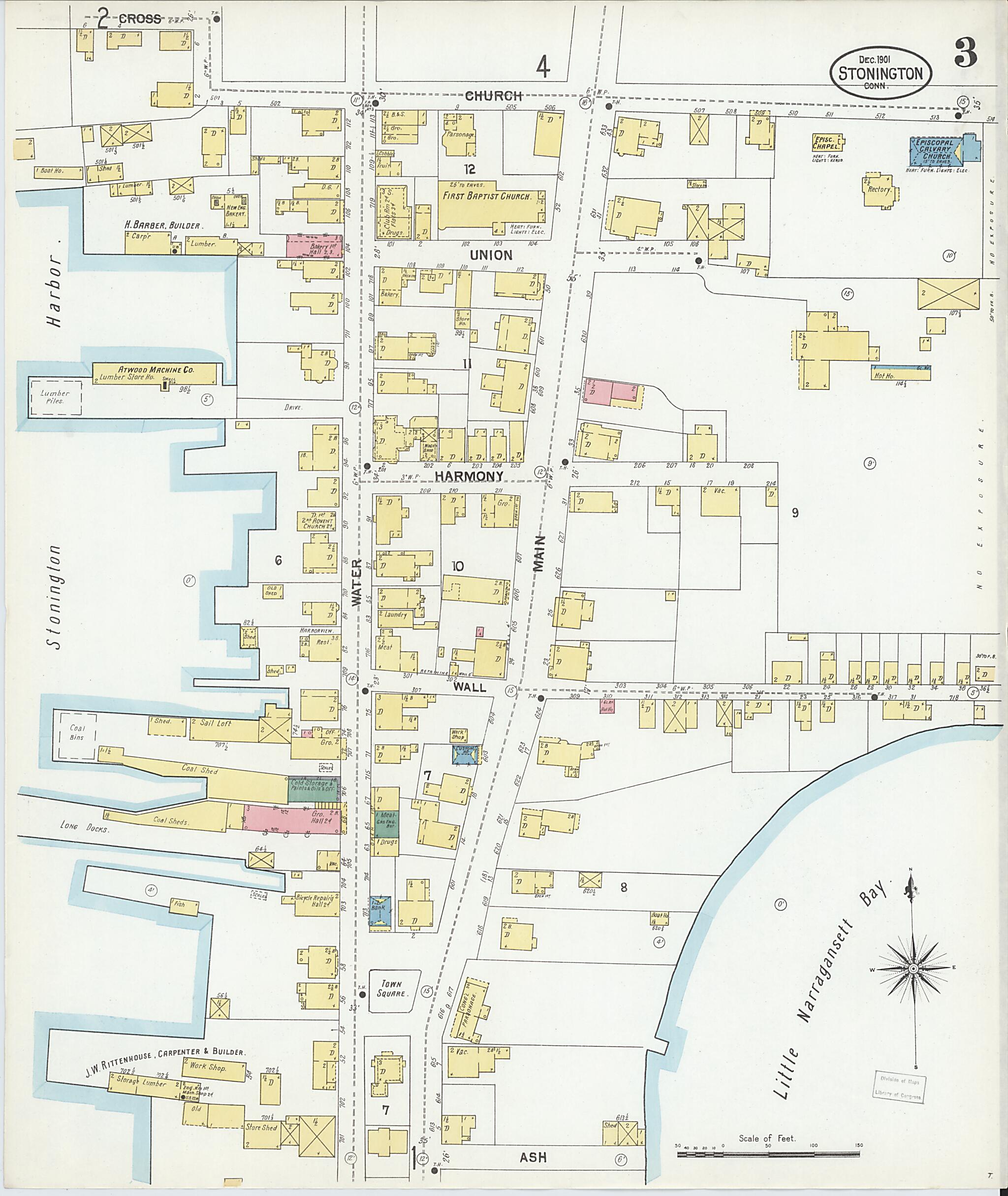 This old map of Stonington, New London County, Connecticut was created by Sanborn Map Company in 1901