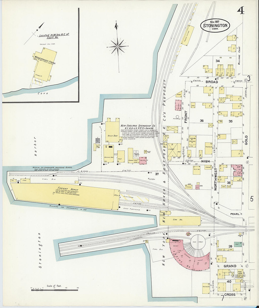 This old map of Stonington, New London County, Connecticut was created by Sanborn Map Company in 1907