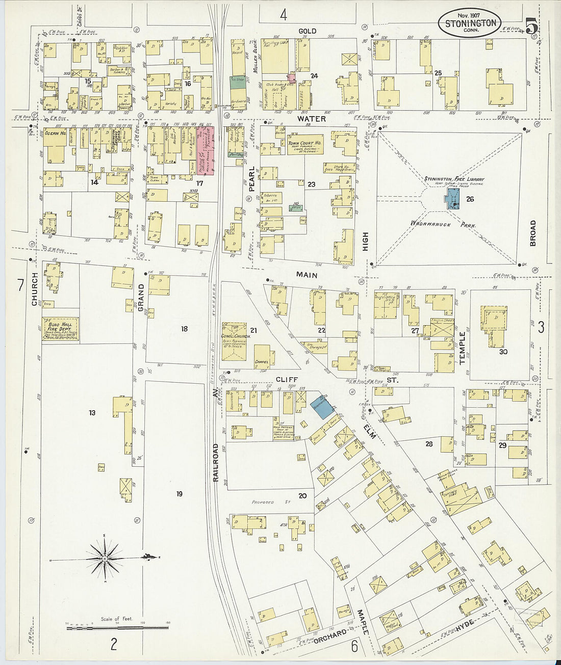 This old map of Stonington, New London County, Connecticut was created by Sanborn Map Company in 1907