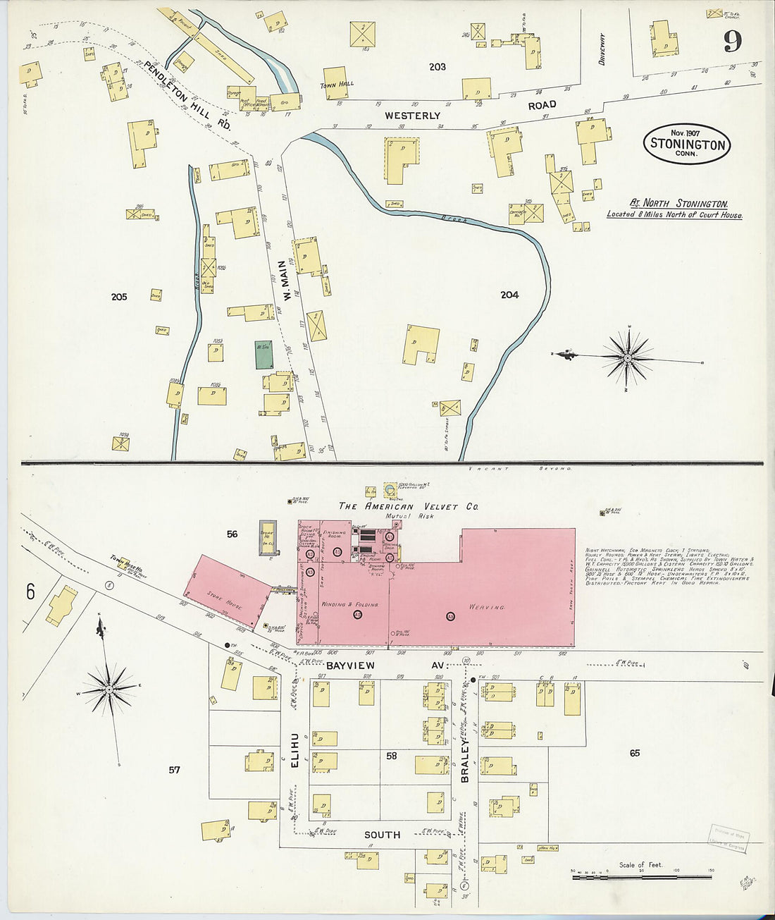 This old map of Stonington, New London County, Connecticut was created by Sanborn Map Company in 1907