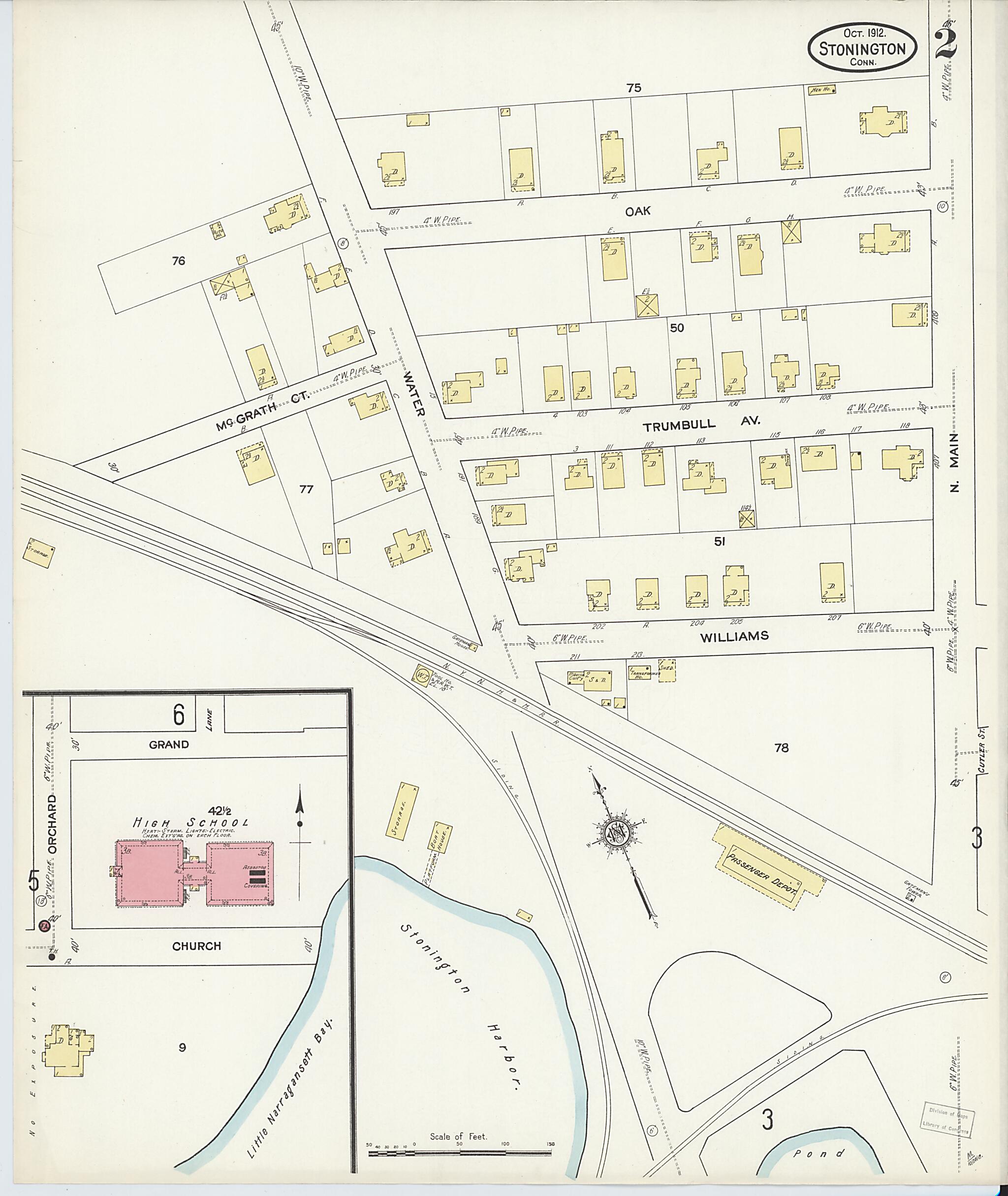 This old map of Stonington, New London County, Connecticut was created by Sanborn Map Company in 1912