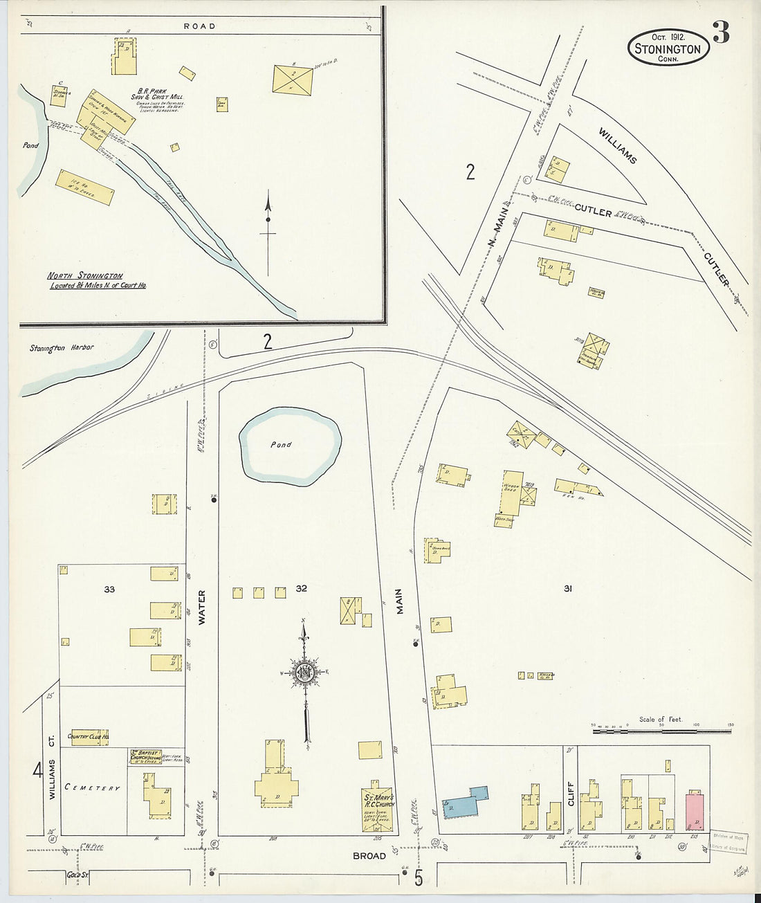 This old map of Stonington, New London County, Connecticut was created by Sanborn Map Company in 1912