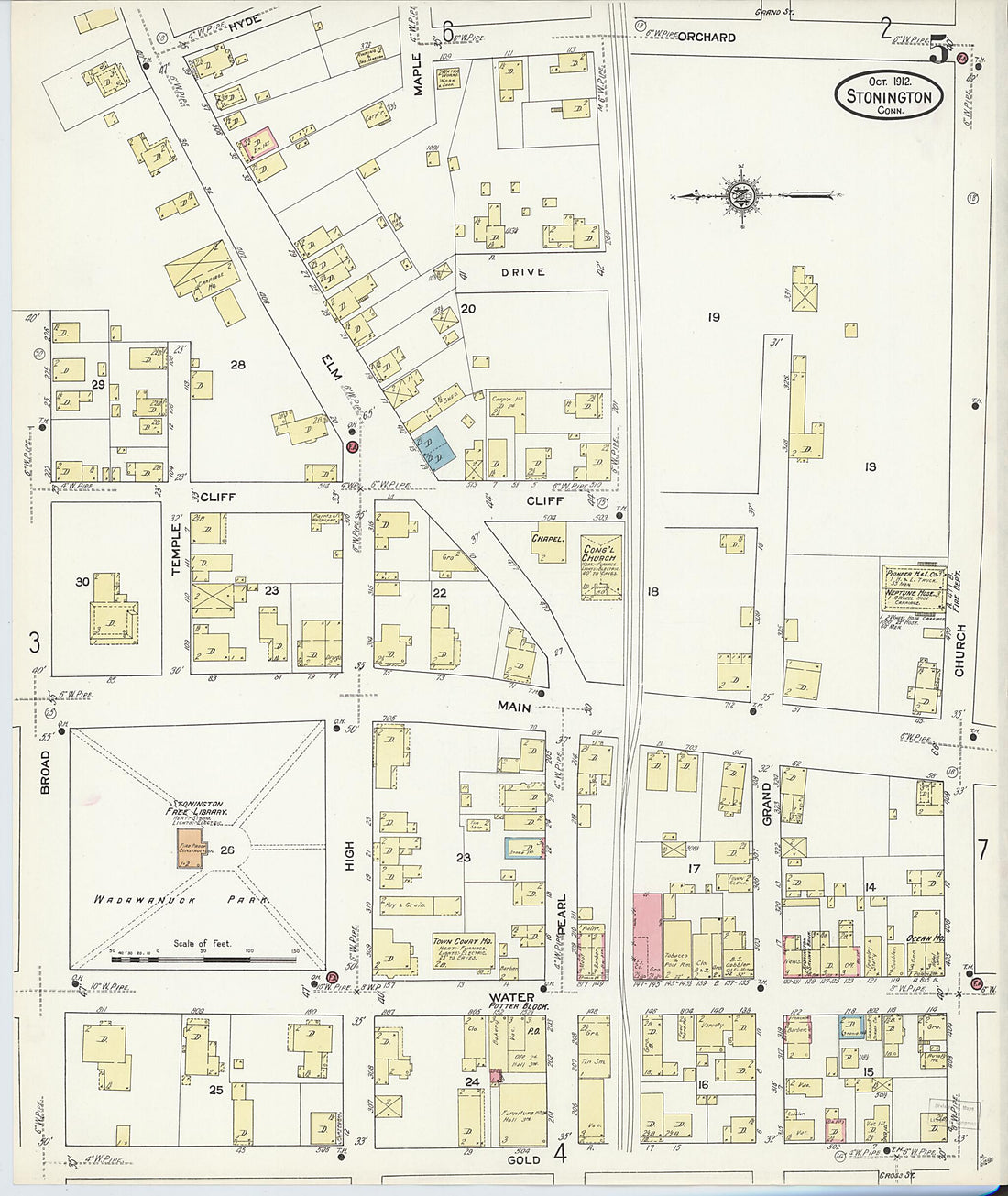 This old map of Stonington, New London County, Connecticut was created by Sanborn Map Company in 1912