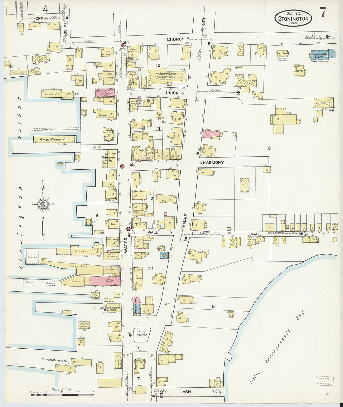 This old map of Stonington, New London County, Connecticut was created by Sanborn Map Company in 1912
