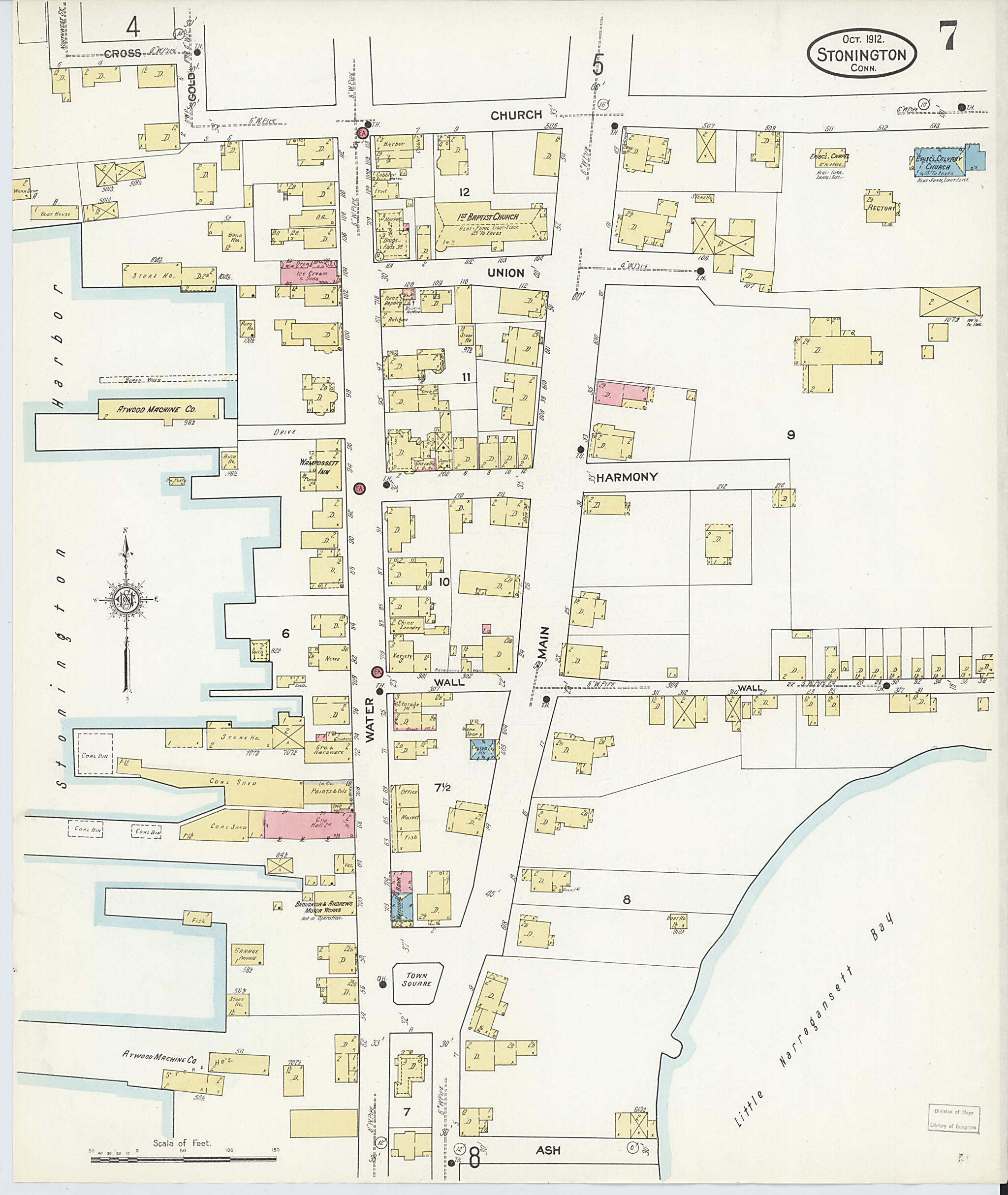 This old map of Stonington, New London County, Connecticut was created by Sanborn Map Company in 1912