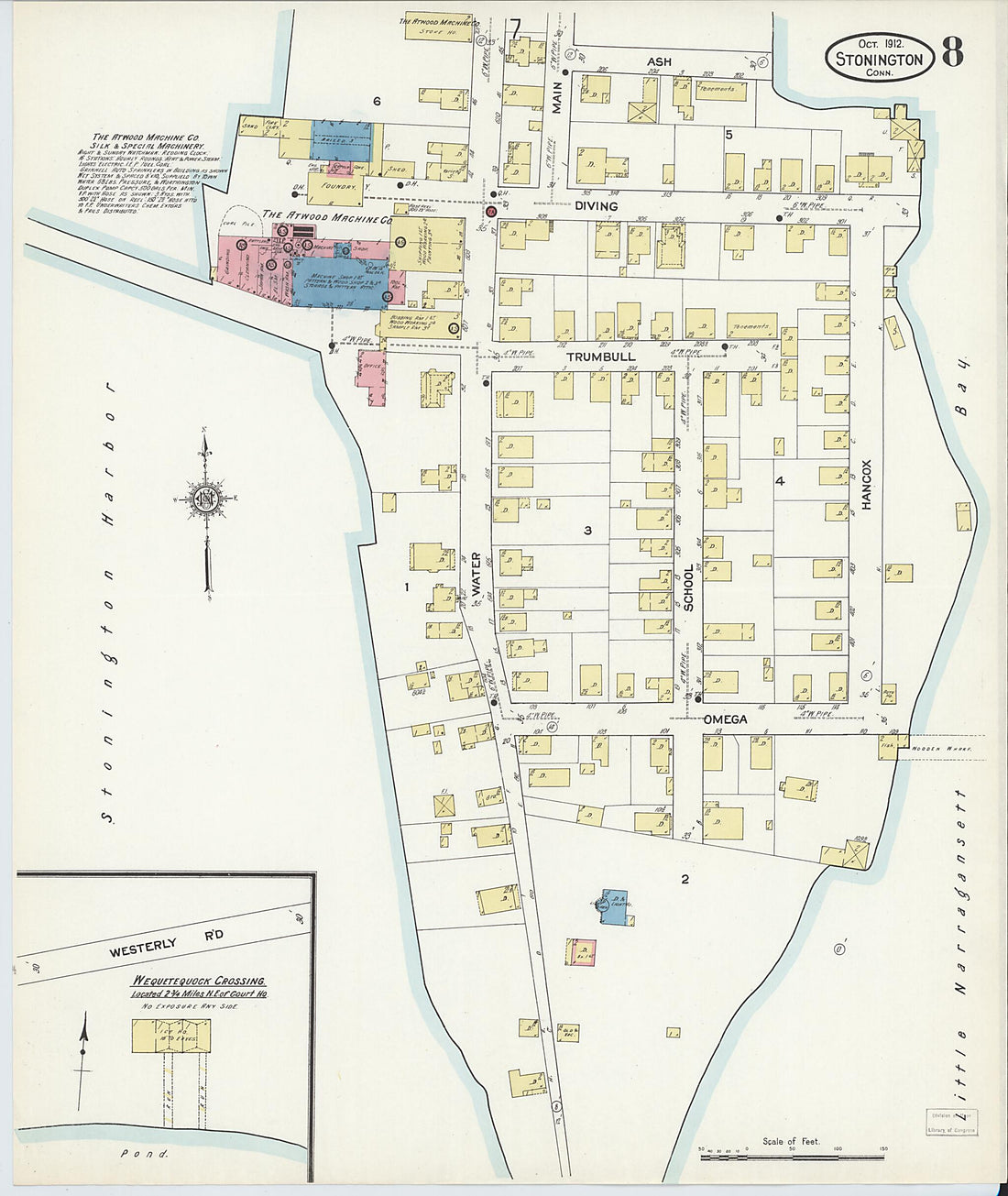This old map of Stonington, New London County, Connecticut was created by Sanborn Map Company in 1912