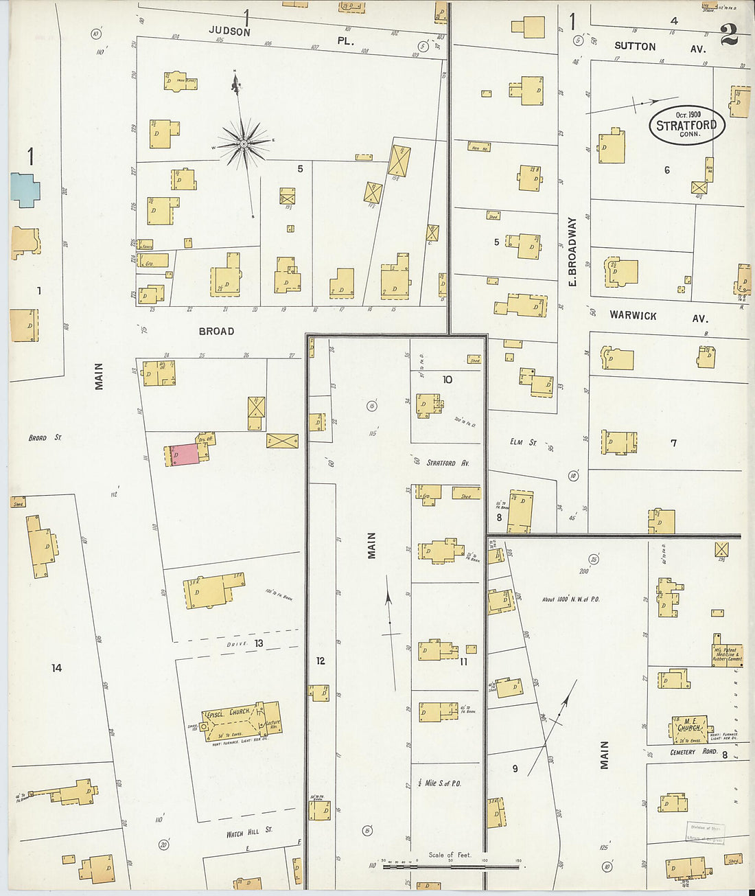 This old map of Stratford, Fairfield County, Connecticut was created by Sanborn Map Company in 1900