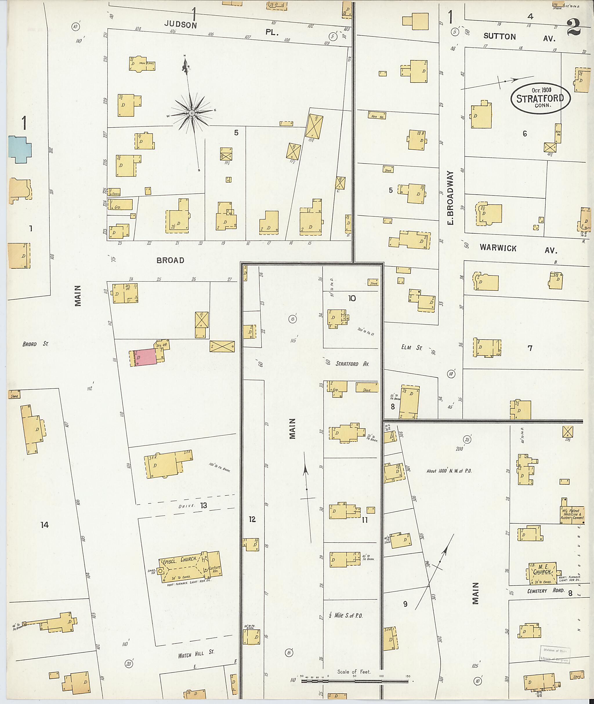 This old map of Stratford, Fairfield County, Connecticut was created by Sanborn Map Company in 1900