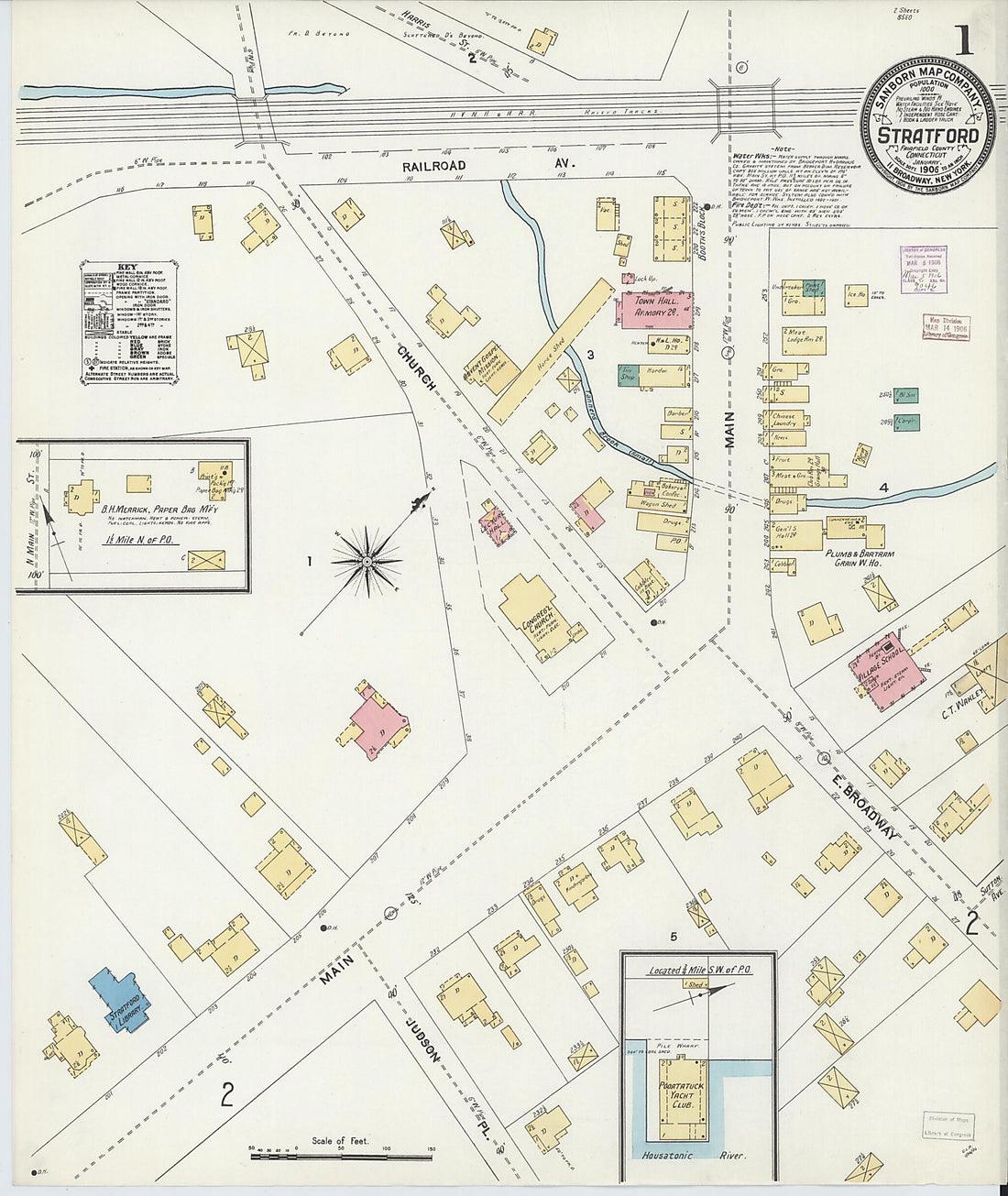 This old map of Stratford, Fairfield County, Connecticut was created by Sanborn Map Company in 1906