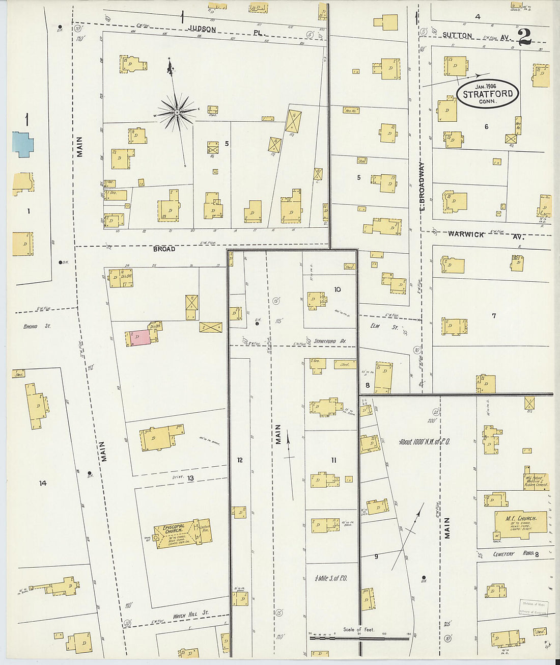 This old map of Stratford, Fairfield County, Connecticut was created by Sanborn Map Company in 1906