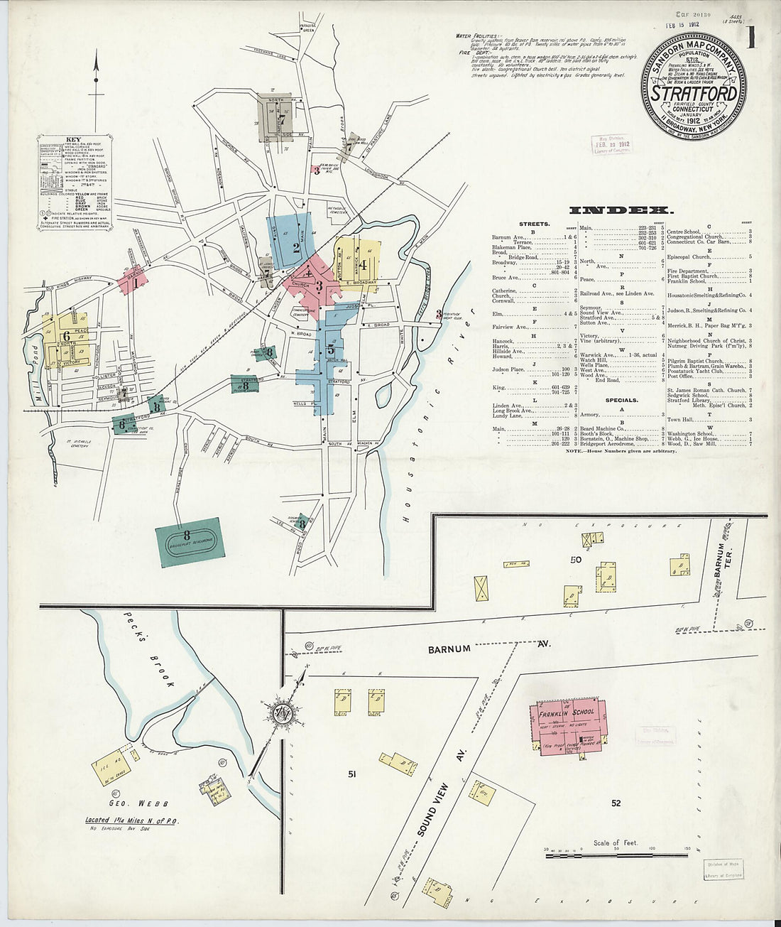 This old map of Stratford, Fairfield County, Connecticut was created by Sanborn Map Company in 1912