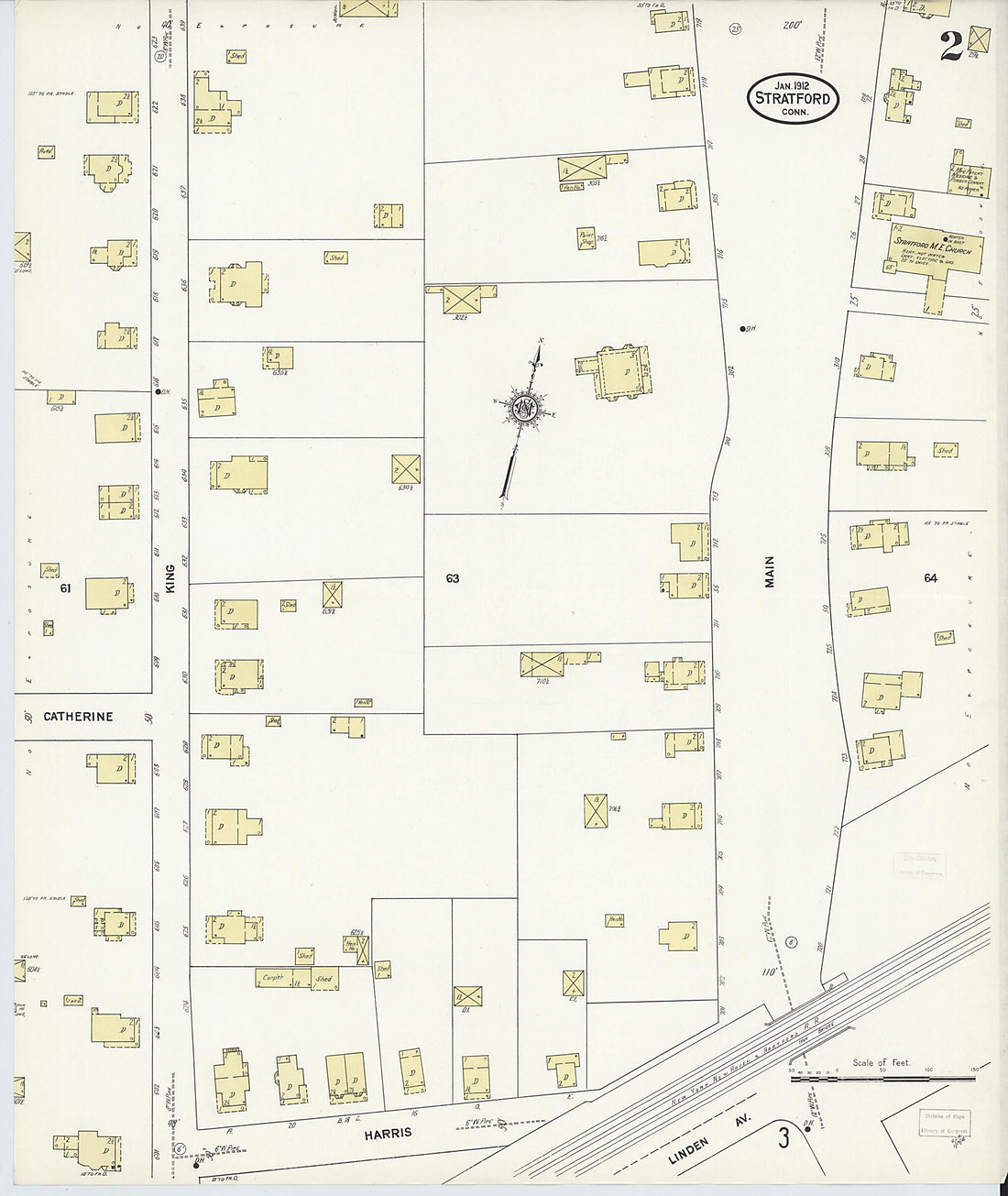 This old map of Stratford, Fairfield County, Connecticut was created by Sanborn Map Company in 1912