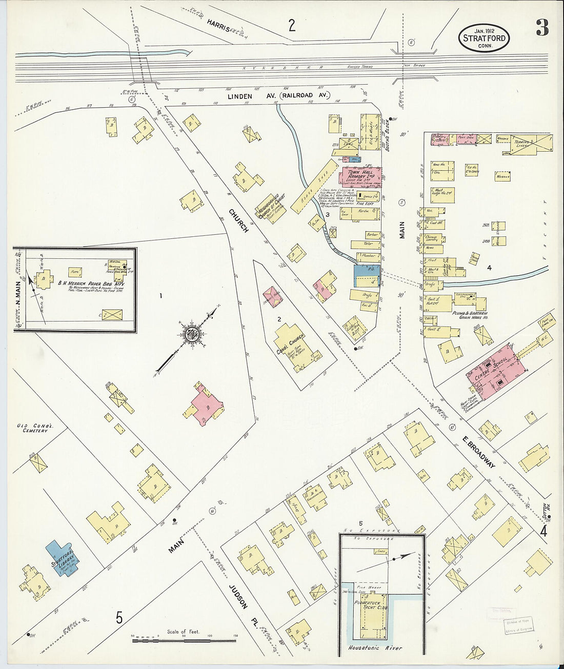This old map of Stratford, Fairfield County, Connecticut was created by Sanborn Map Company in 1912