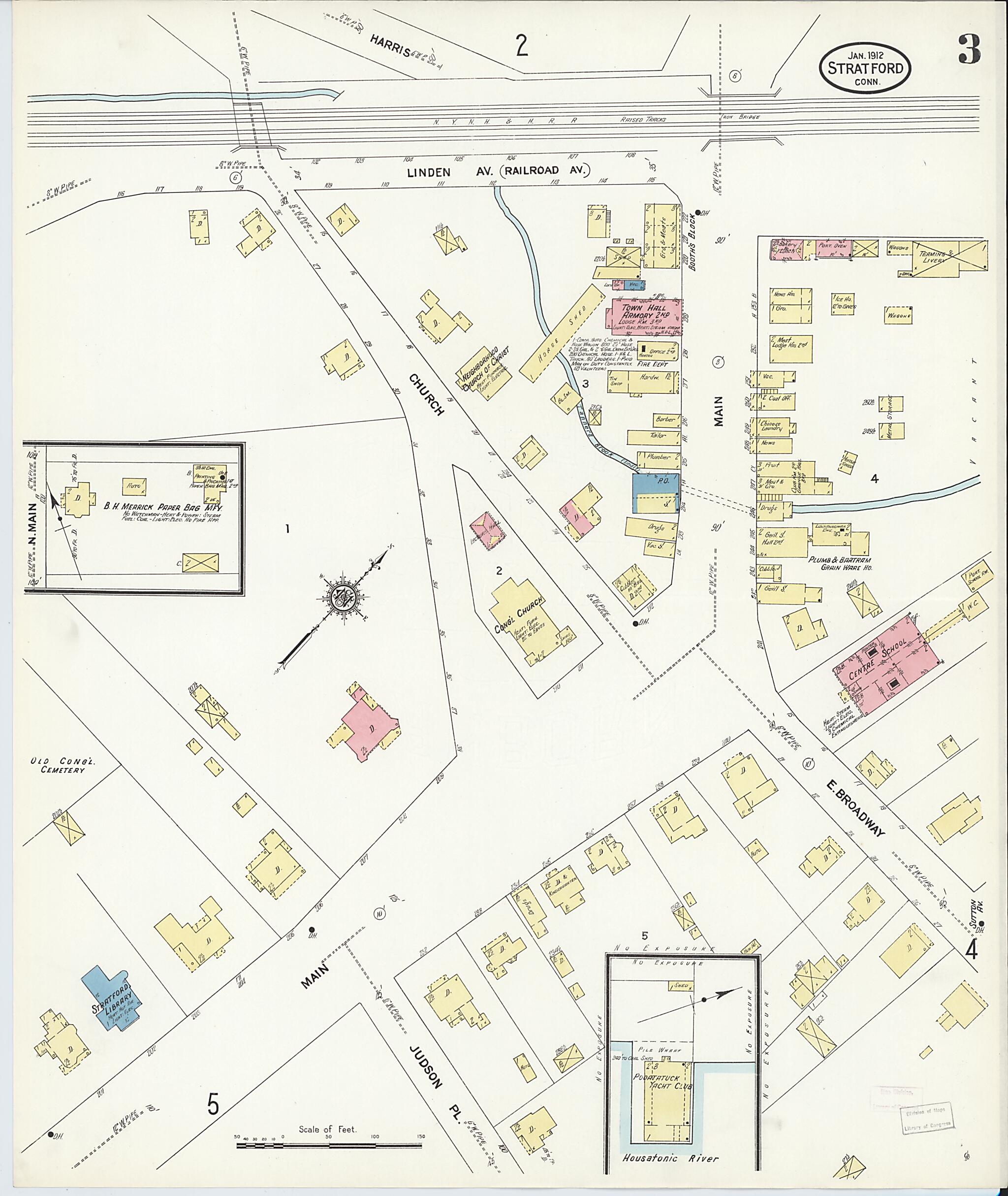 This old map of Stratford, Fairfield County, Connecticut was created by Sanborn Map Company in 1912