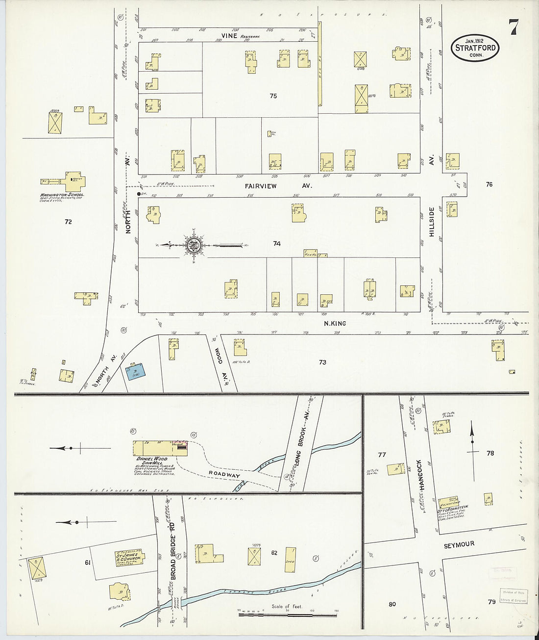 This old map of Stratford, Fairfield County, Connecticut was created by Sanborn Map Company in 1912
