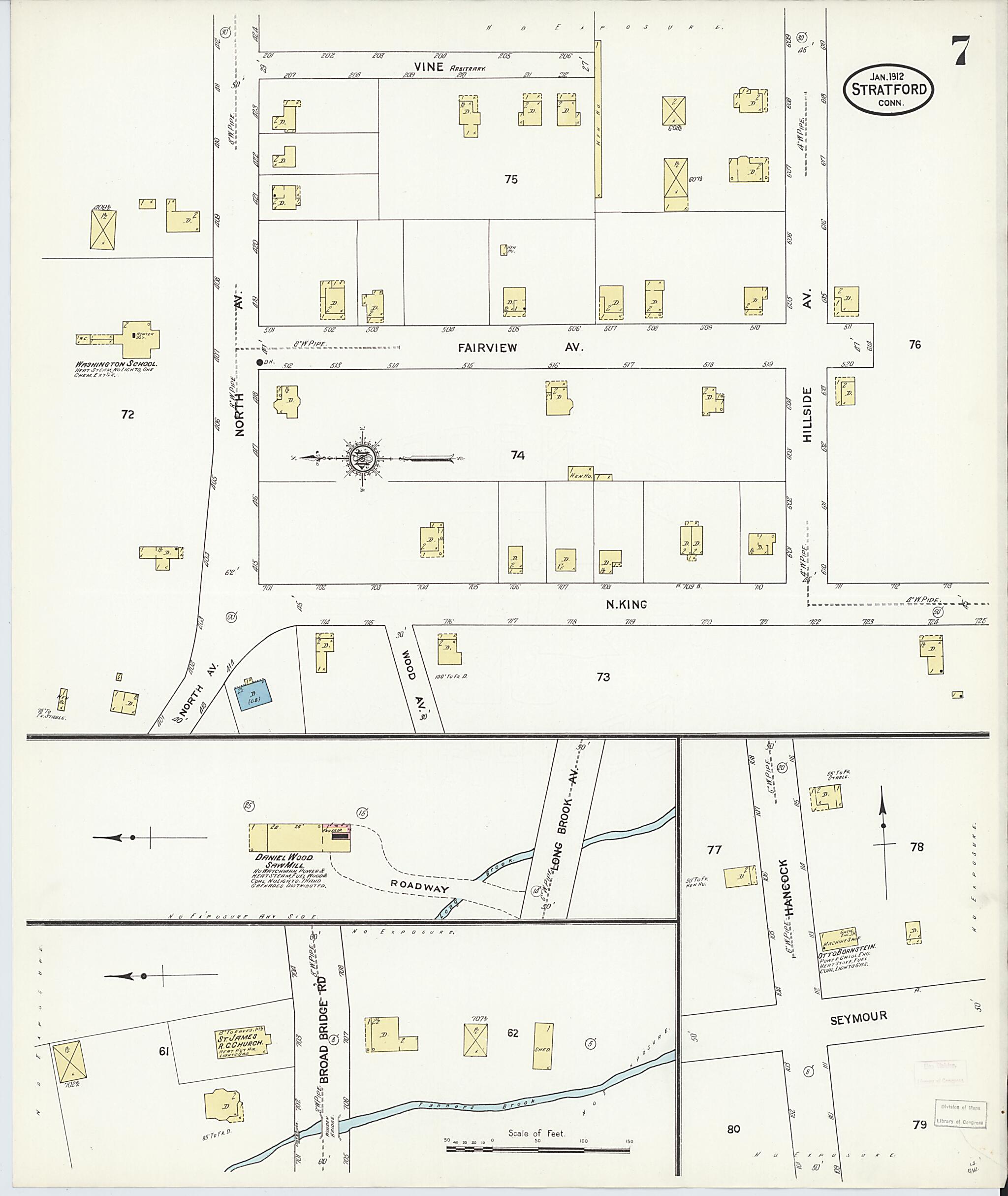 This old map of Stratford, Fairfield County, Connecticut was created by Sanborn Map Company in 1912