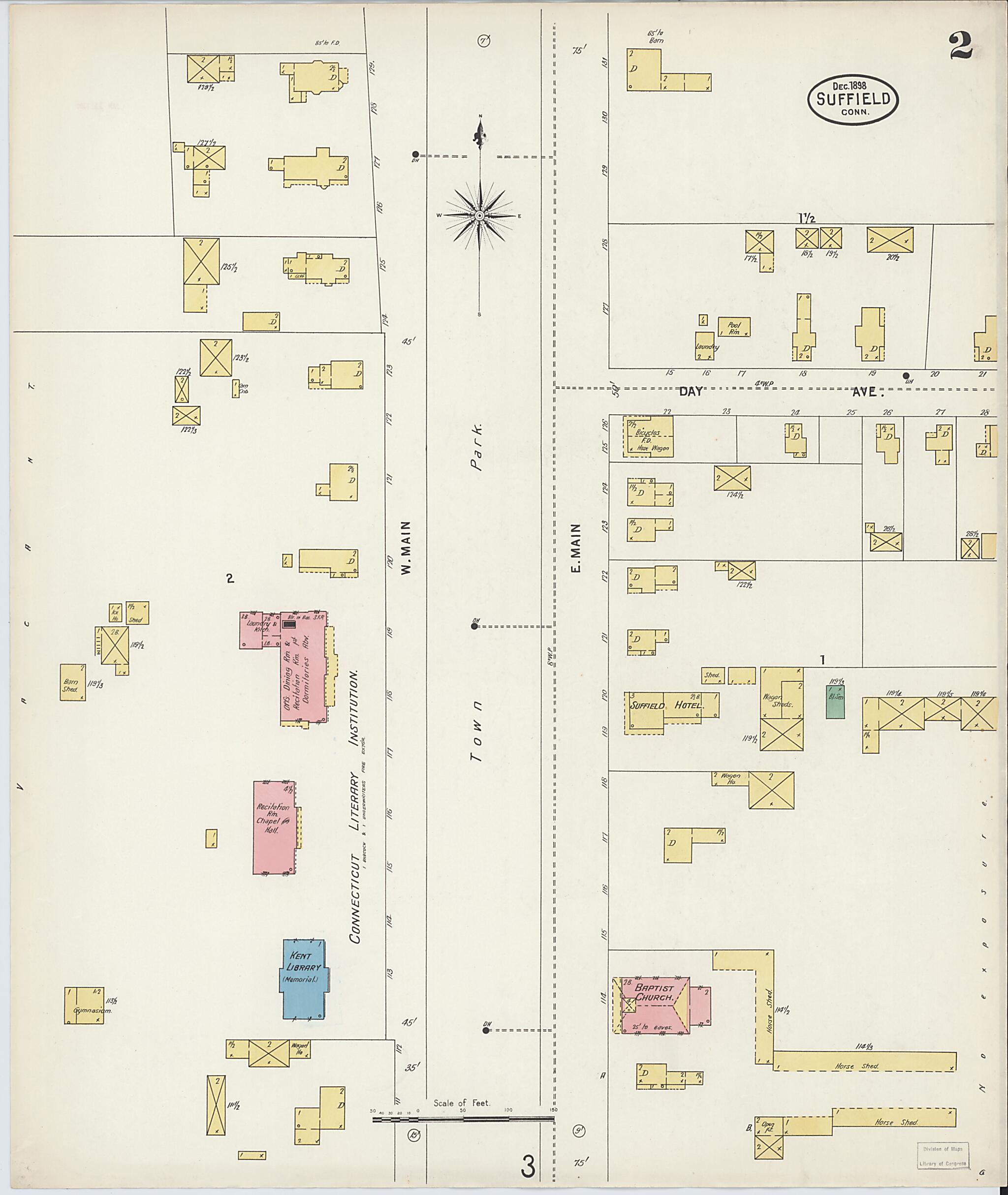 This old map of Suffield, Hartford County, Connecticut was created by Sanborn Map Company in 1898