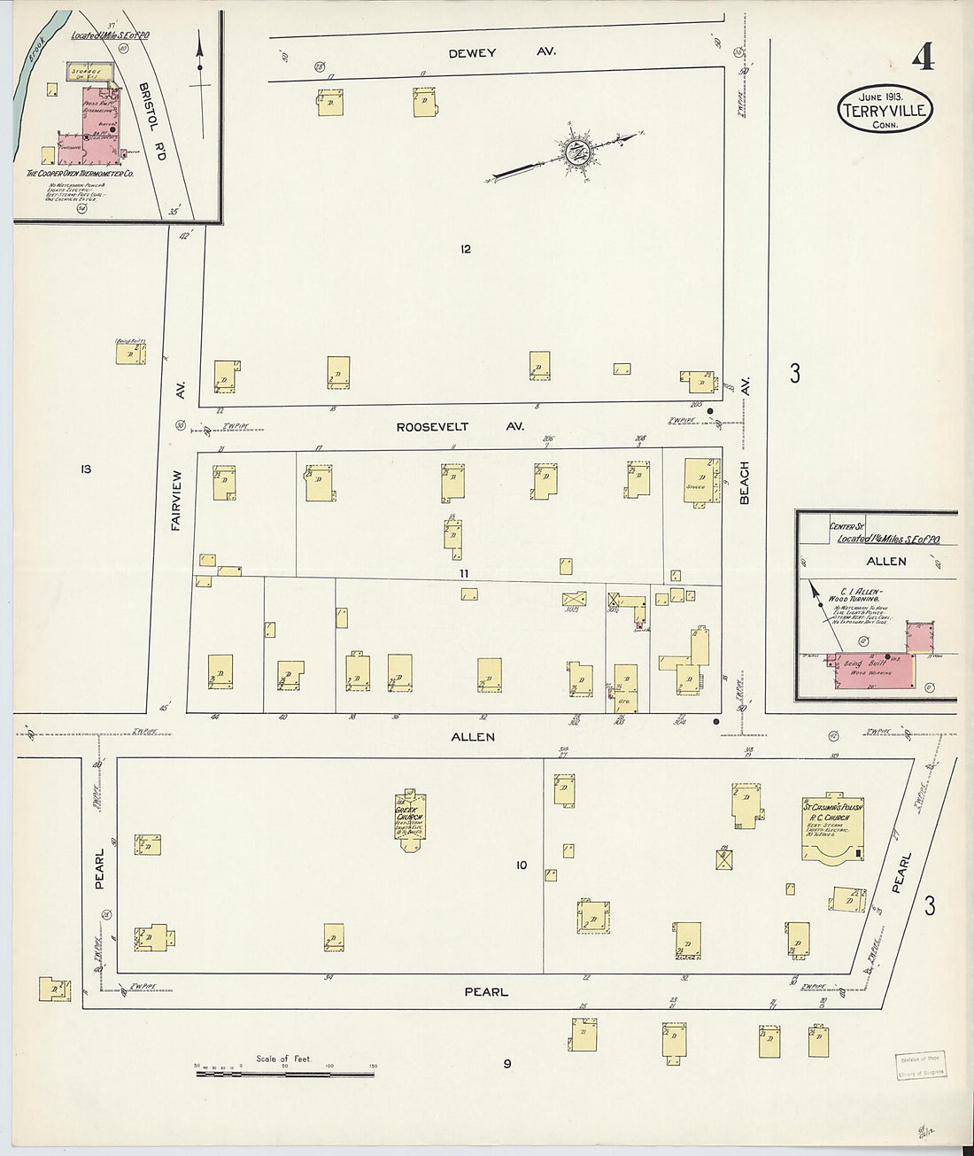 This old map of Terryville, Litchfield County, Connecticut was created by Sanborn Map Company in 1913