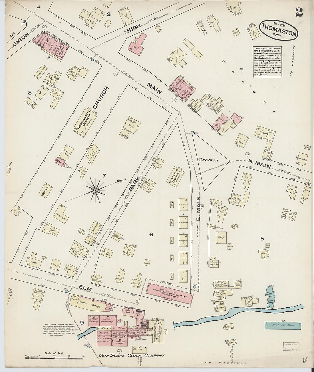 This old map of Thomaston, Litchfield County, Connecticut was created by Sanborn Map Company in 1884
