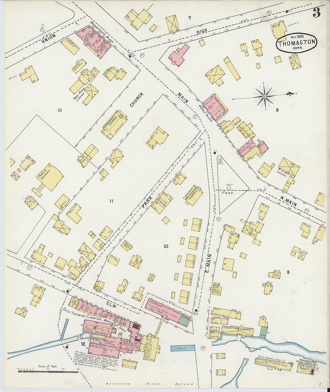 This old map of Thomaston, Litchfield County, Connecticut was created by Sanborn Map Company in 1895