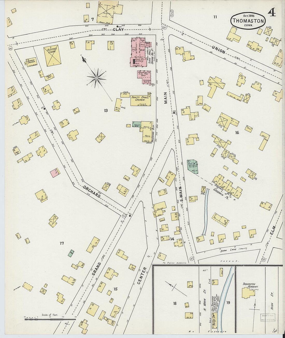 This old map of Thomaston, Litchfield County, Connecticut was created by Sanborn Map Company in 1895
