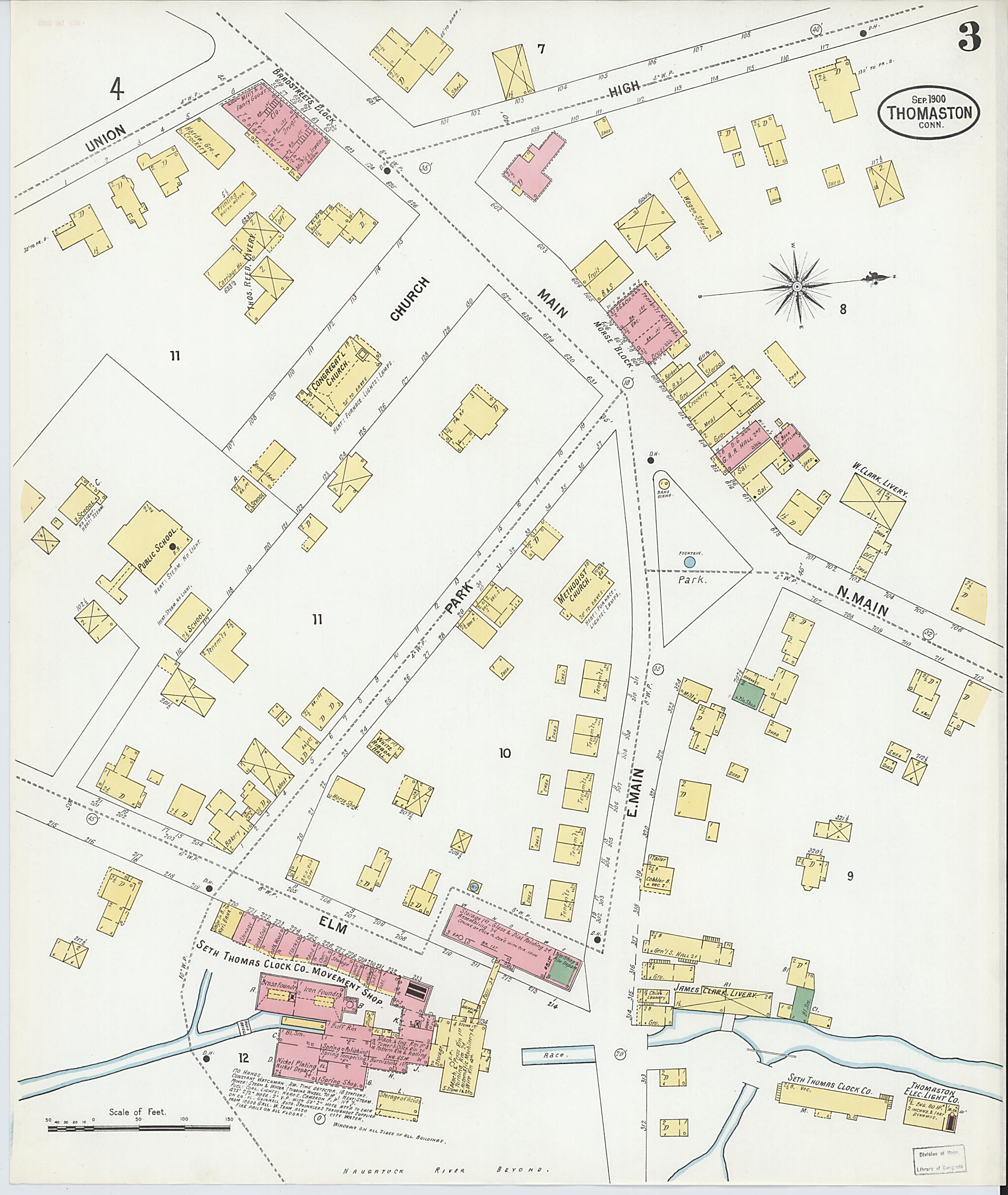 This old map of Thomaston, Litchfield County, Connecticut was created by Sanborn Map Company in 1900