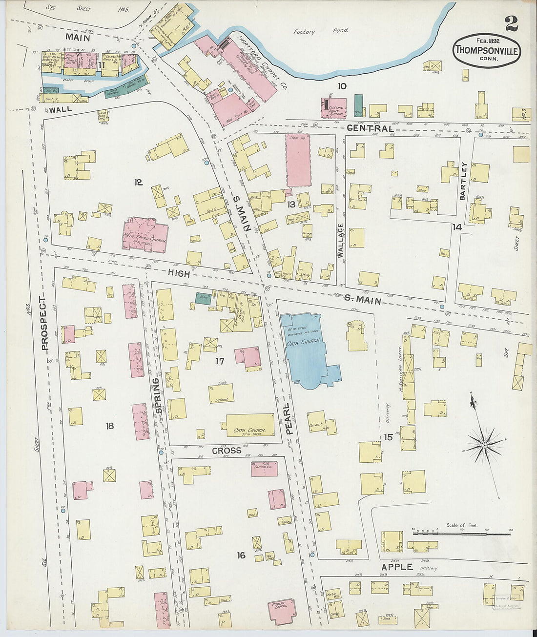 This old map of Thompsonville, Hartford County, Connecticut was created by Sanborn Map Company in 1892