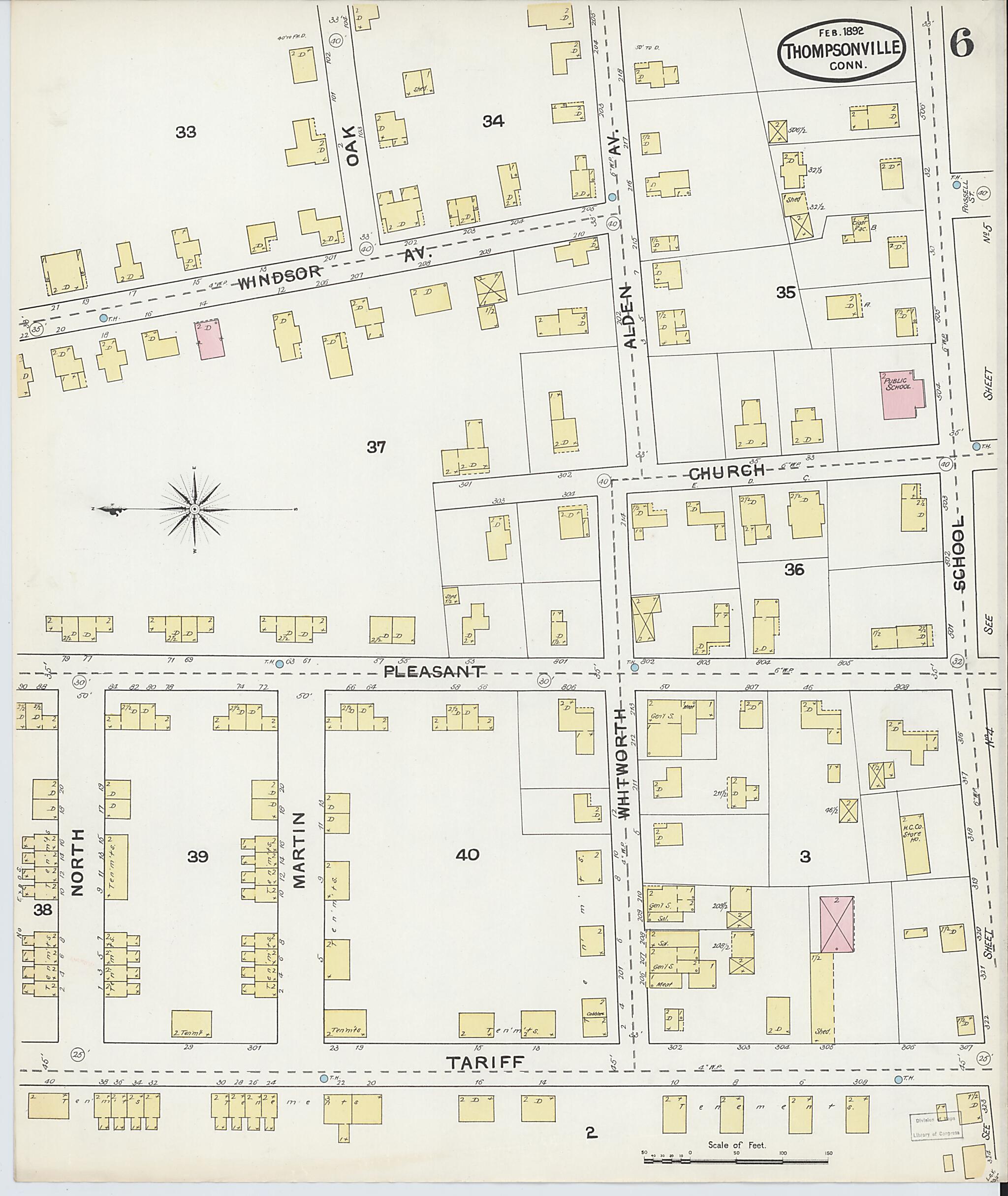 This old map of Thompsonville, Hartford County, Connecticut was created by Sanborn Map Company in 1892