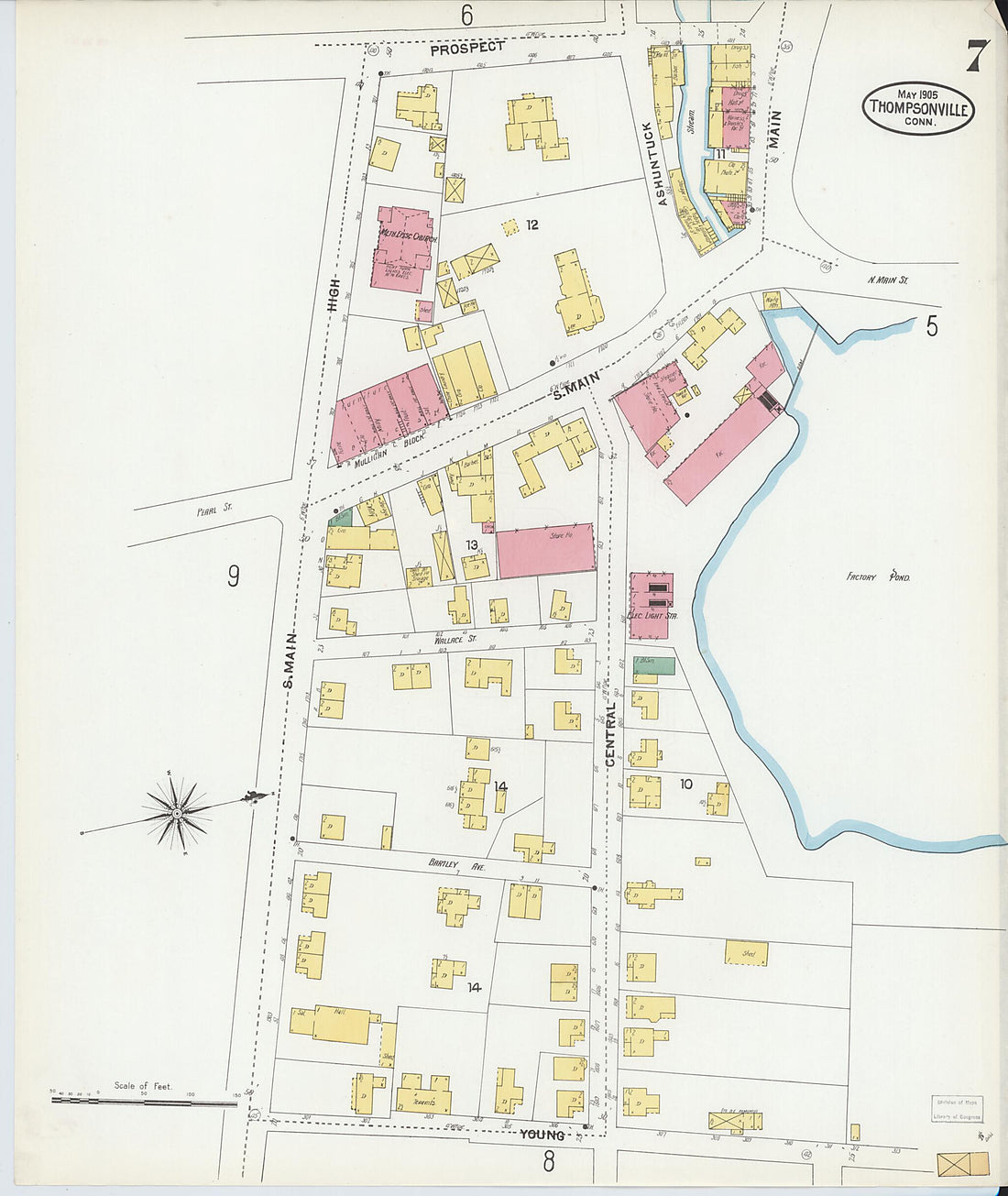 This old map of Thompsonville, Hartford County, Connecticut was created by Sanborn Map Company in 1905
