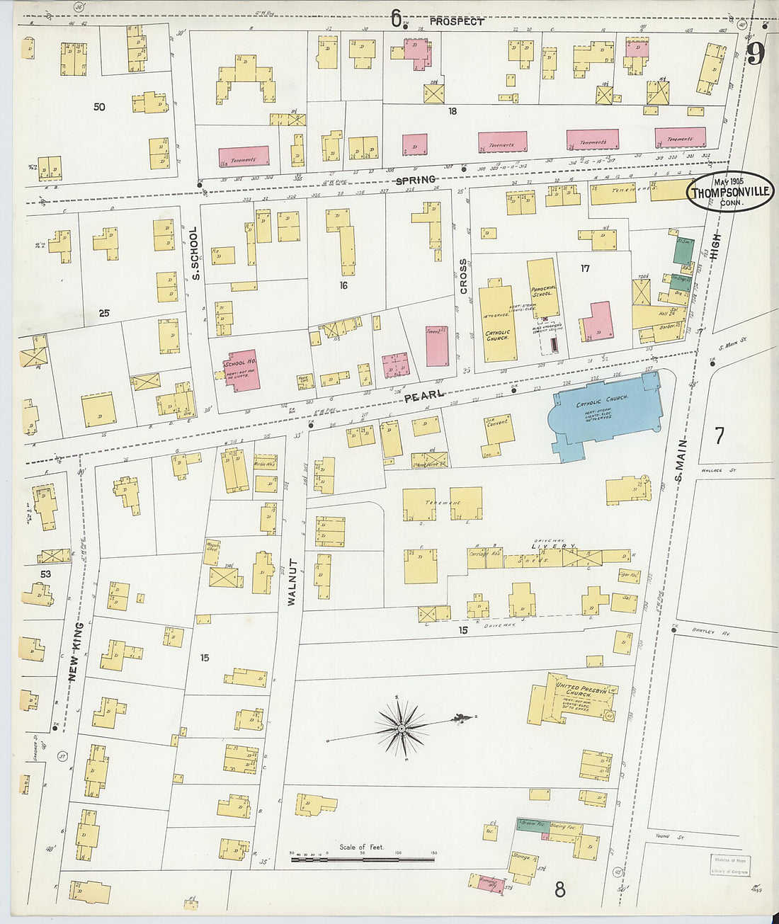 This old map of Thompsonville, Hartford County, Connecticut was created by Sanborn Map Company in 1905