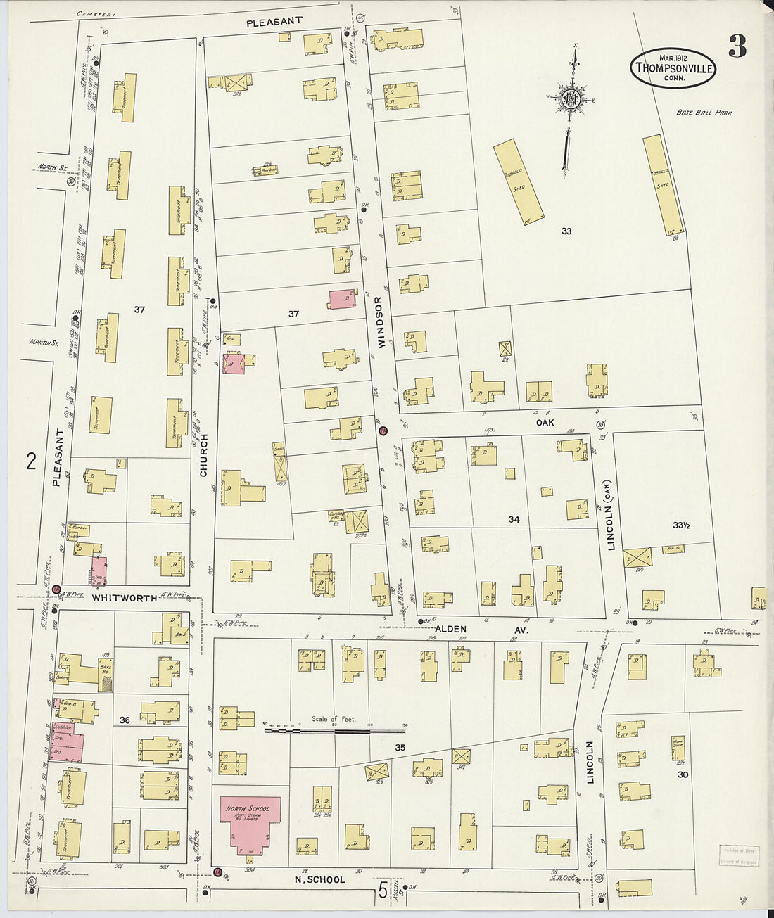 This old map of Thompsonville, Hartford County, Connecticut was created by Sanborn Map Company in 1912